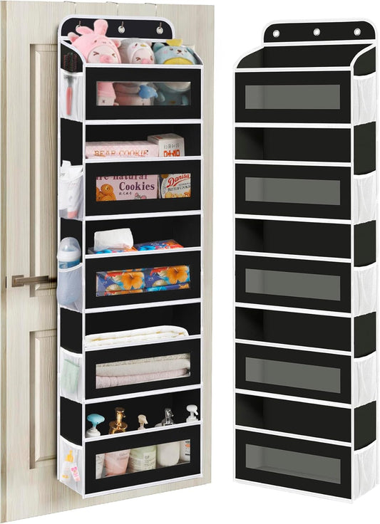 Over The Door Organizer, 5 Shelves Closet Door Hanging Organizer with 10 Mesh Pockets, Nursery Closet Organizer, Baby Essentials, Dorm Room Essentials for Girls