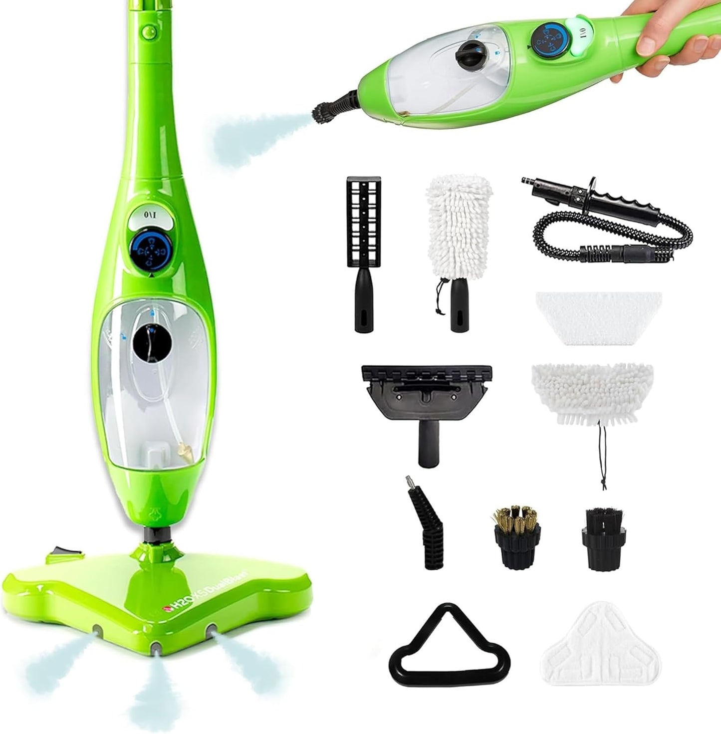 H2O X5 Steam Mop 5-in-1 DualBlast and Handheld Steamer Cleaner For Kitchen Tile Floors, Floor Steamer, Hardwood Floors, Grout Cleaner, Upholstery Cleaner and Carpets