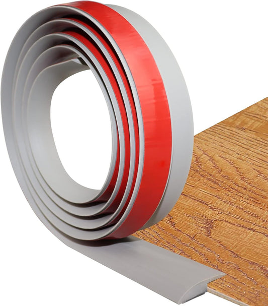 Floor Transition Strip Self Adhesive Carpet & Flooring Transitions Edging Trim Strip PVC Threshold Transitions Suitable for Threshold Height Less Than 3mm (10Ft, Gray)