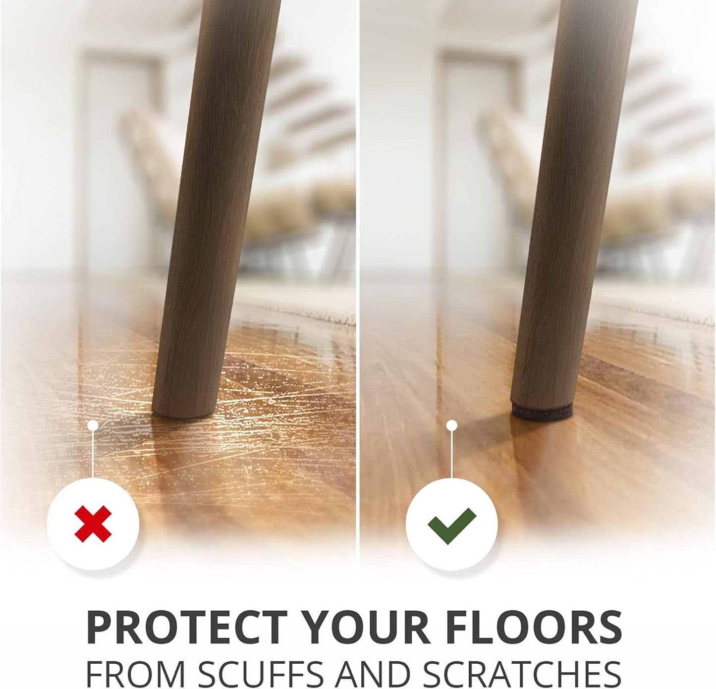 Felt Furniture Pads X-PROTECTOR - 48 Premium Floor Protector Chair Felts for Feet Wood Floors Best Hardwood Protect Your Hard Floors! (Brown)