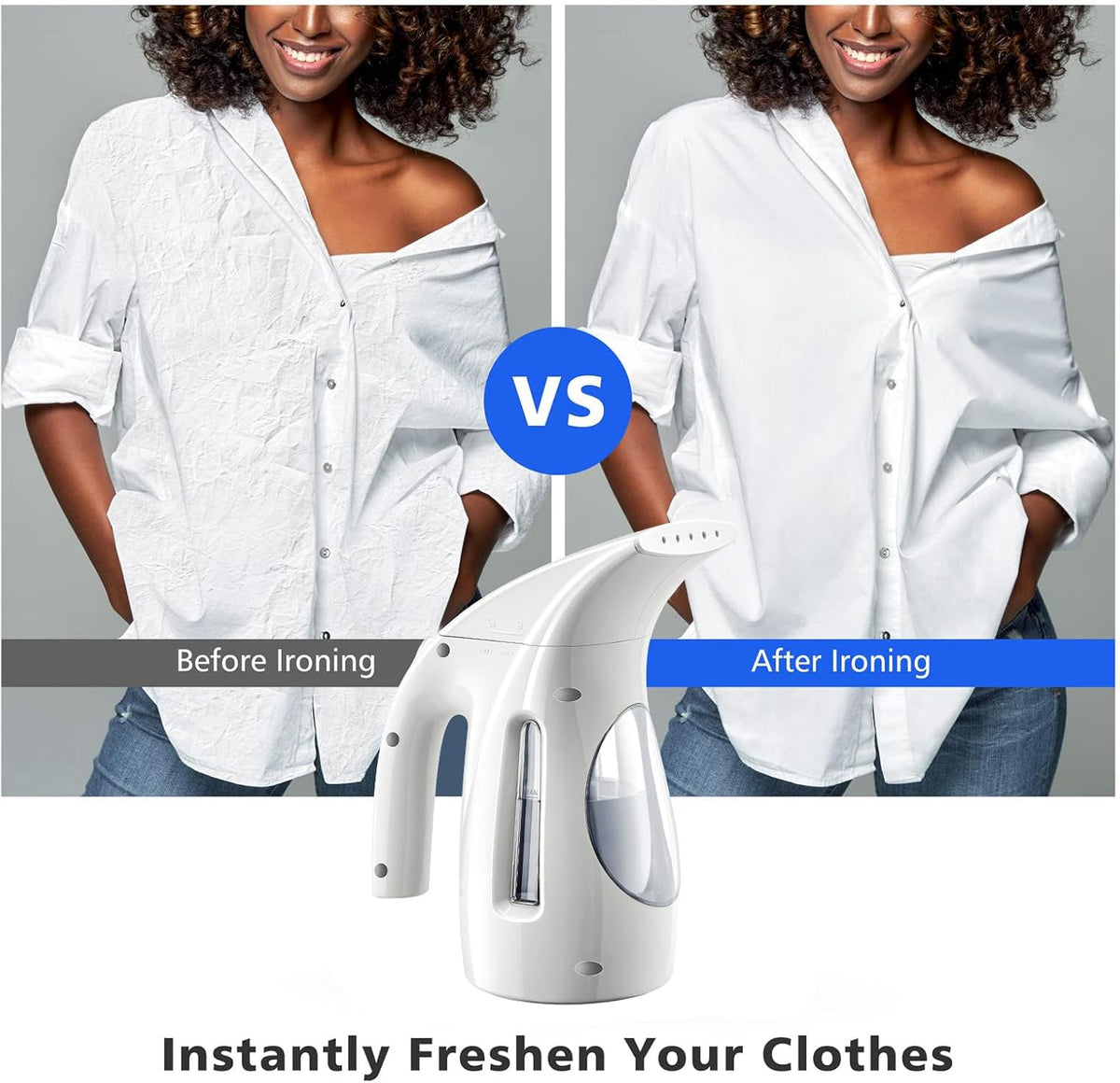 HiLIFE Steamer for Clothes, Portable Handheld Design, 240ml Big Capacity, 700W, Strong Penetrating Steam, Removes Wrinkle, for Home, Office and Travel(ONLY FOR 120V)(White)