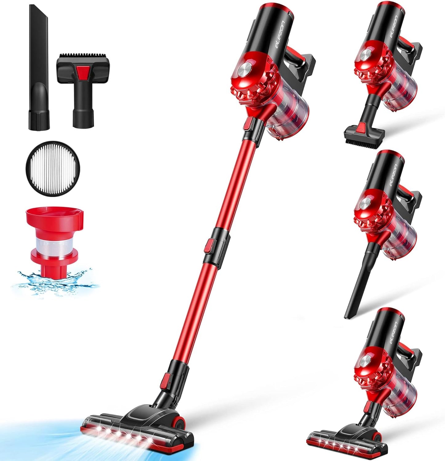 elezon A200 Cordless Vacuum Cleaner with 18000Pa Powerful Suction, 38 Min Runtime, 2200mAh Battery, HEPA Filter, Portable Stick Vacuum for Hardwood Floor, Lightweight Handheld for Home, Pet Hair, Car