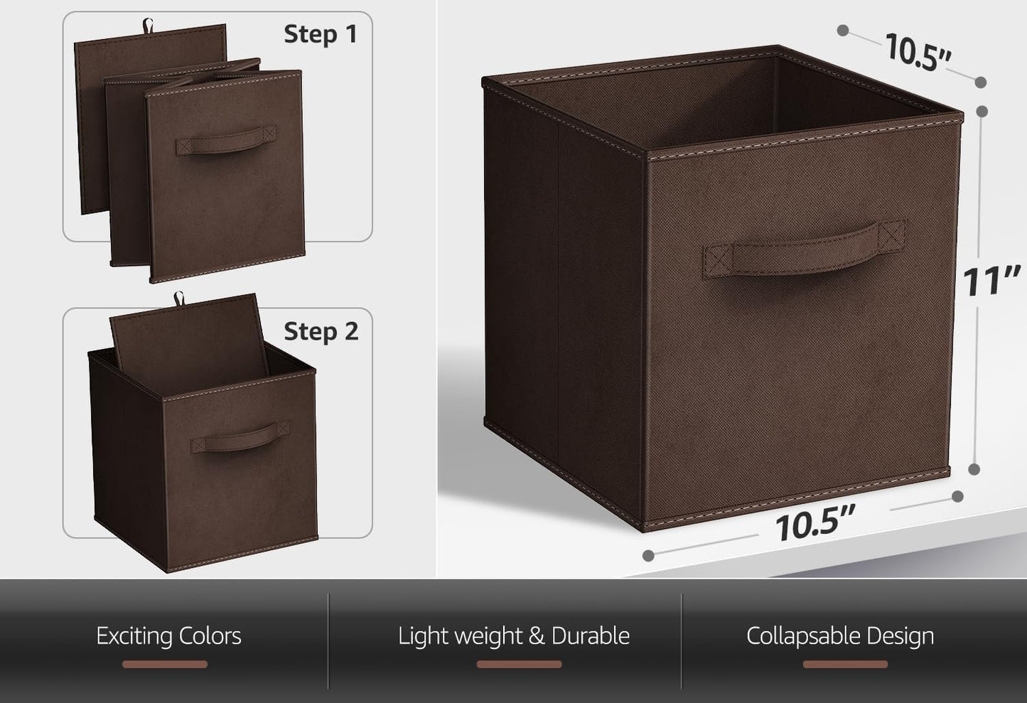 Sorbus Fabric Storage Cubes - 8 Foldable Storage Bins for Organizing Pantry, Cubbies, Toy Box - Clothes Storage & Closet Organizer - 11 Inch Collapsible Cube Baskets for Shelves with Handle