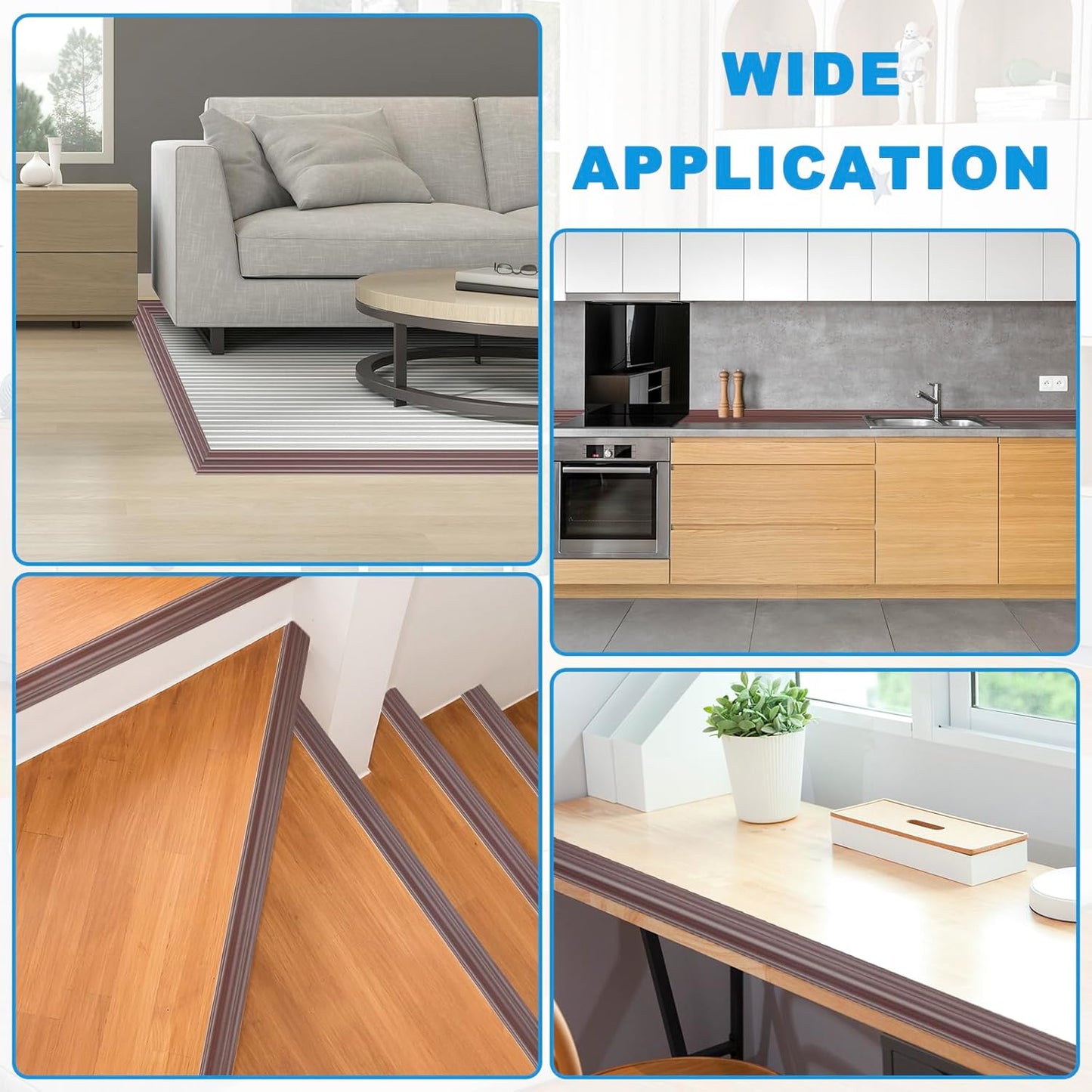 Wall Corner Protector Peel and Stick Corner Trim Molding Flexible Inside & Outside Wall Edge Guard Self Adhesive Moulding Trim for Edge Use, Brown, 0.8” W x 40’ L
