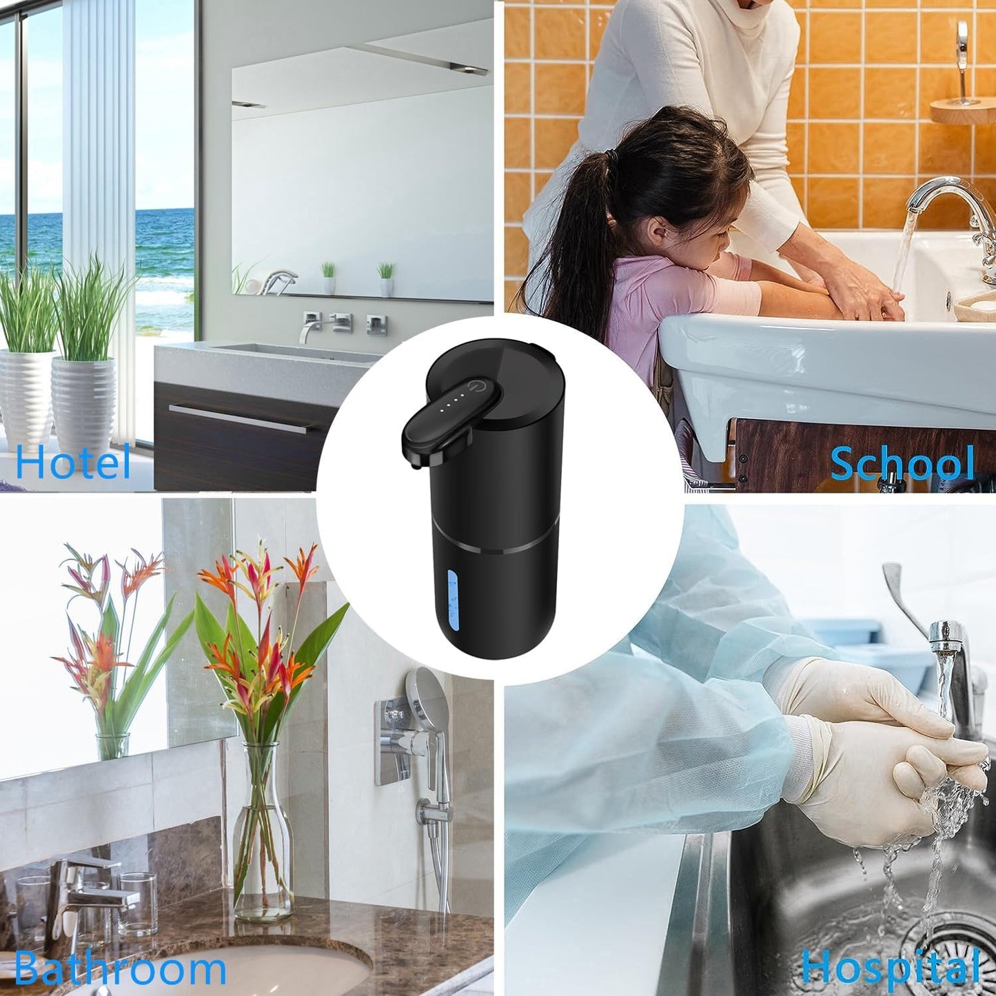 Automatic Liquid Soap Dispenser Bathroom Kitchen Dish Liquid Body Shampoo Shower Gel Hand Free Liquid Wall Mount Touchless Soap Dispenser 380ml Rechargeable Auto Liquid Dispenser for Kitchen Bathroom