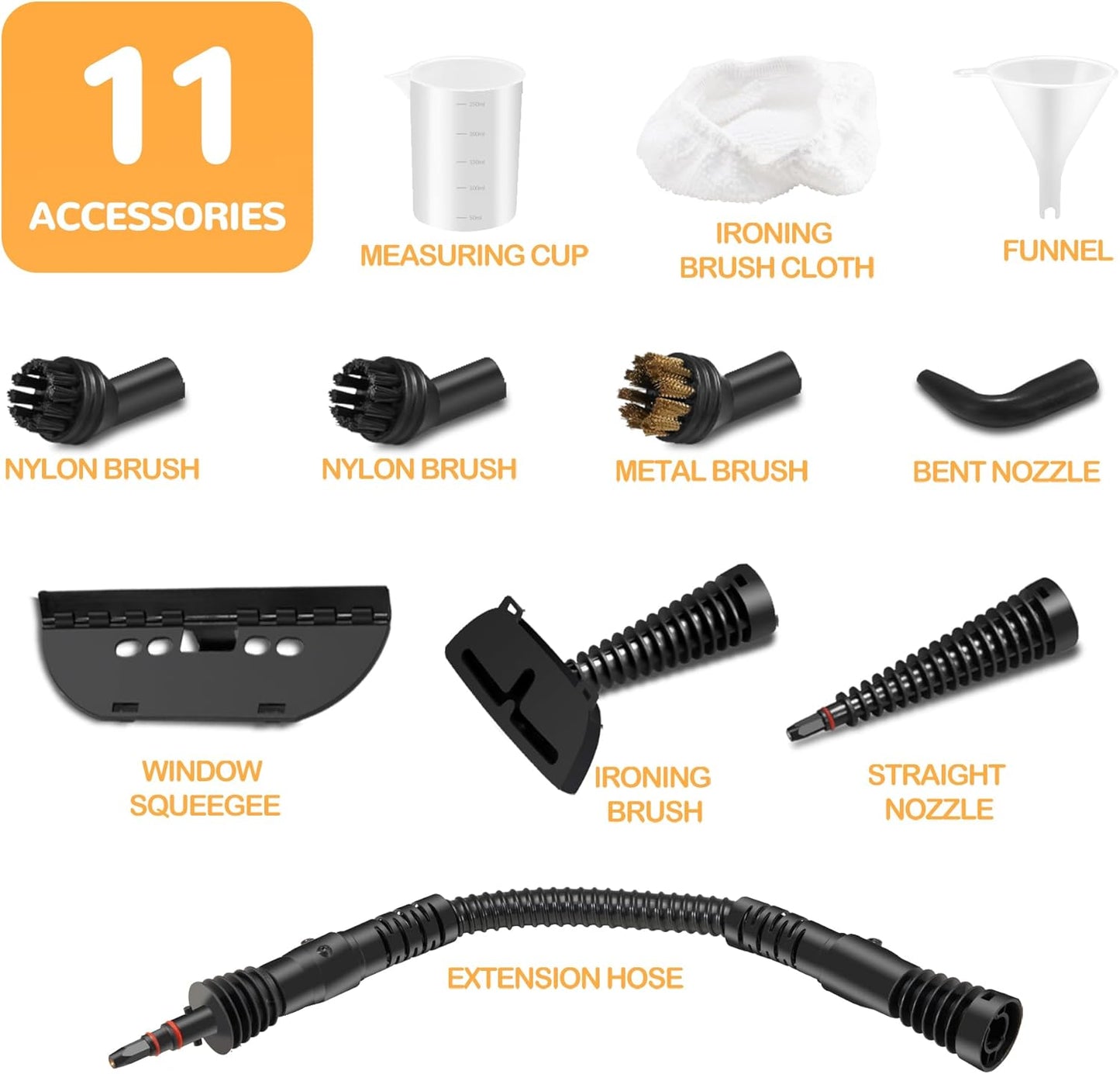 Spurgehom Handheld Steam Cleaner, Portable Steamer with Large Capacity,11-Piece Accessory Set for Cleaning