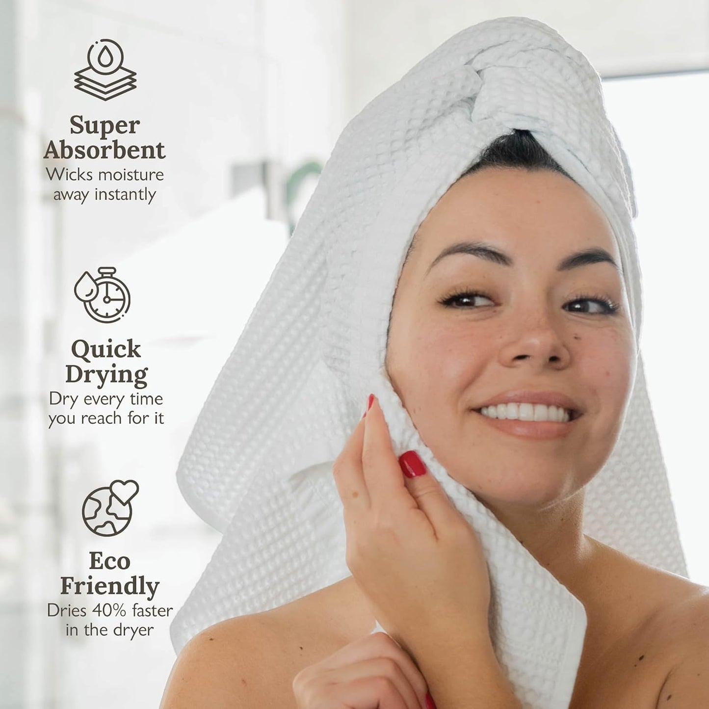 GILDEN TREE Waffle Towels for Bathroom, 100% Cotton Quick Dry Towel, Waffle Bath Towels Large, Absorbent Lightweight Travel Towel, Bath Towels Set of 2, Classic Style (Cream)