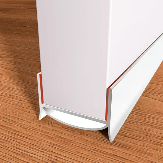 Door Draft Stopper, Strong Adhesive Door Sweep for Exterior and Interior Doors, 39” Length Cuttable Under Door Seal. (White, 1 Pack)