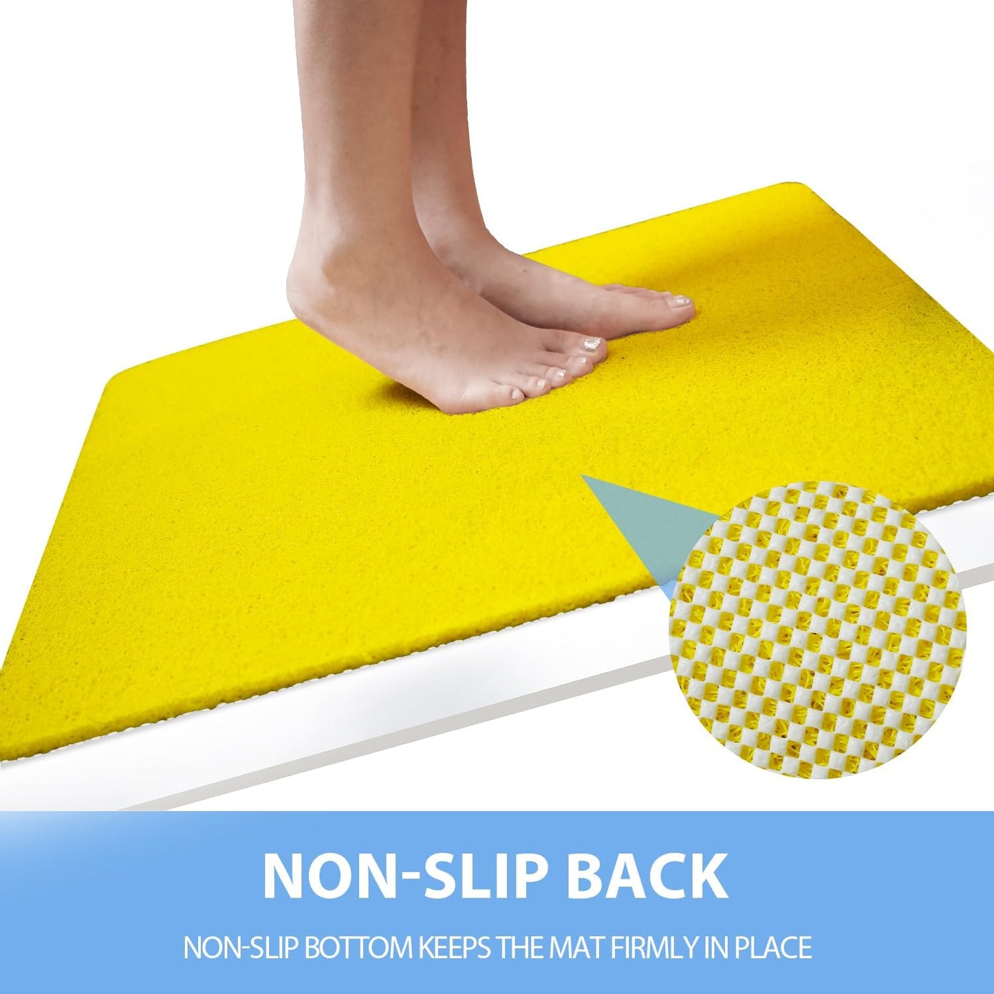 Non-Slip Bathtub Mat, Anti Slip Shower Mat, Fast Drying Bathtub Mats, Foot Scrubber Mat, Anti Slip Mat for Tub, Floor, Bathroom, Kitchen, Home, Hotel (Yellow 40"×16")