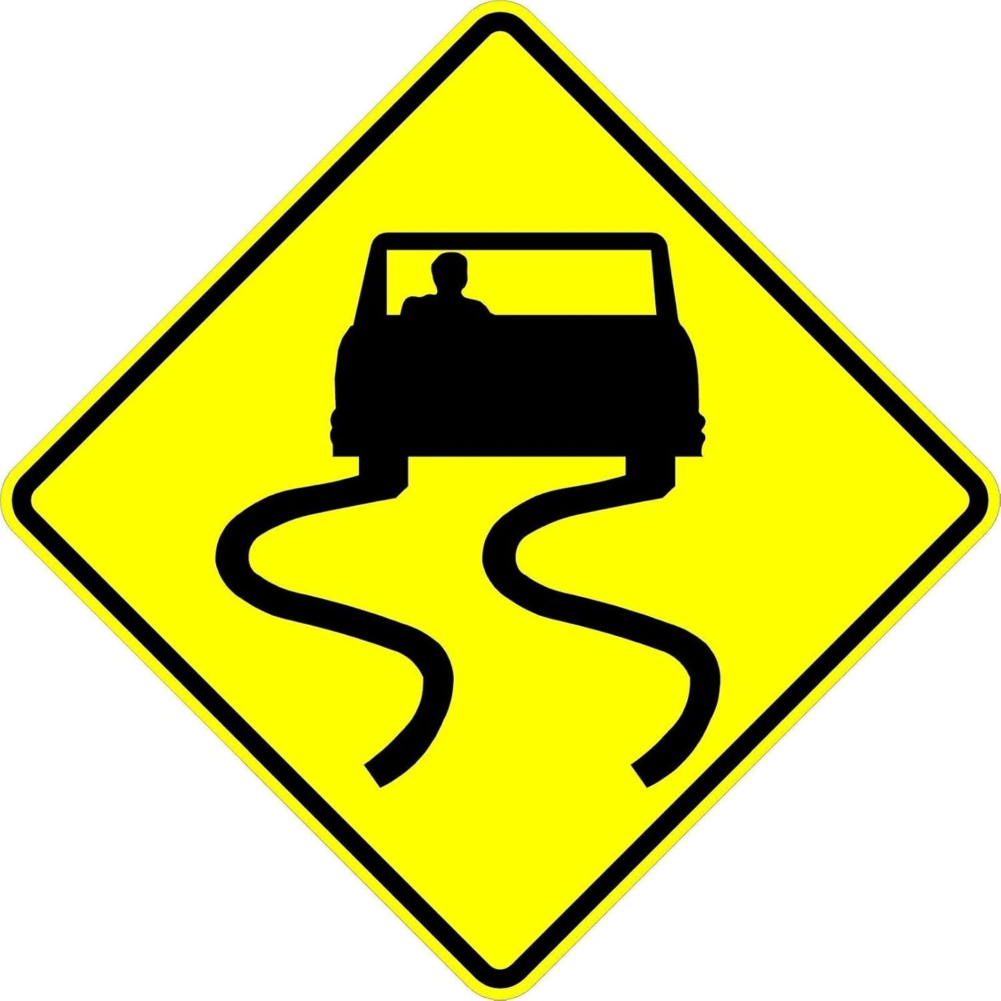 Municipal Supply & Sign Co 24 x 24 Slippery When Wet Sign - Prominent 3M High Intensity Prismatic Reflective Sheeting - MUTCD Compliant Safety Sign with a Solid 10-Year 3M Warranty.