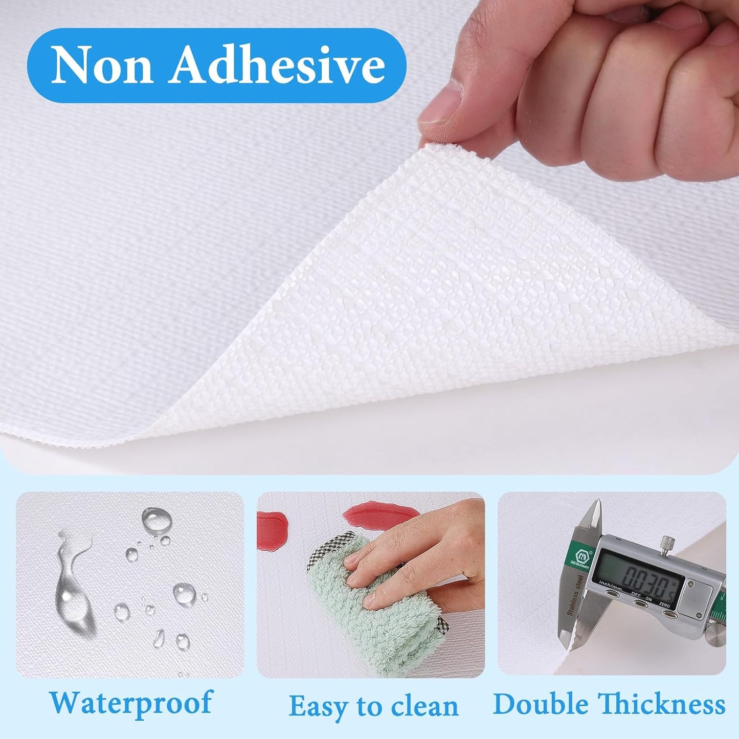 Shelf Liners for Kitchen Cabinets 17in x 20FT Non Adhesive Drawer Liner White Thickened Shelf Liner Paper Strong Non-Slip Easy to Clean for Tool Box Refrigerator with Knife and Tape Measure