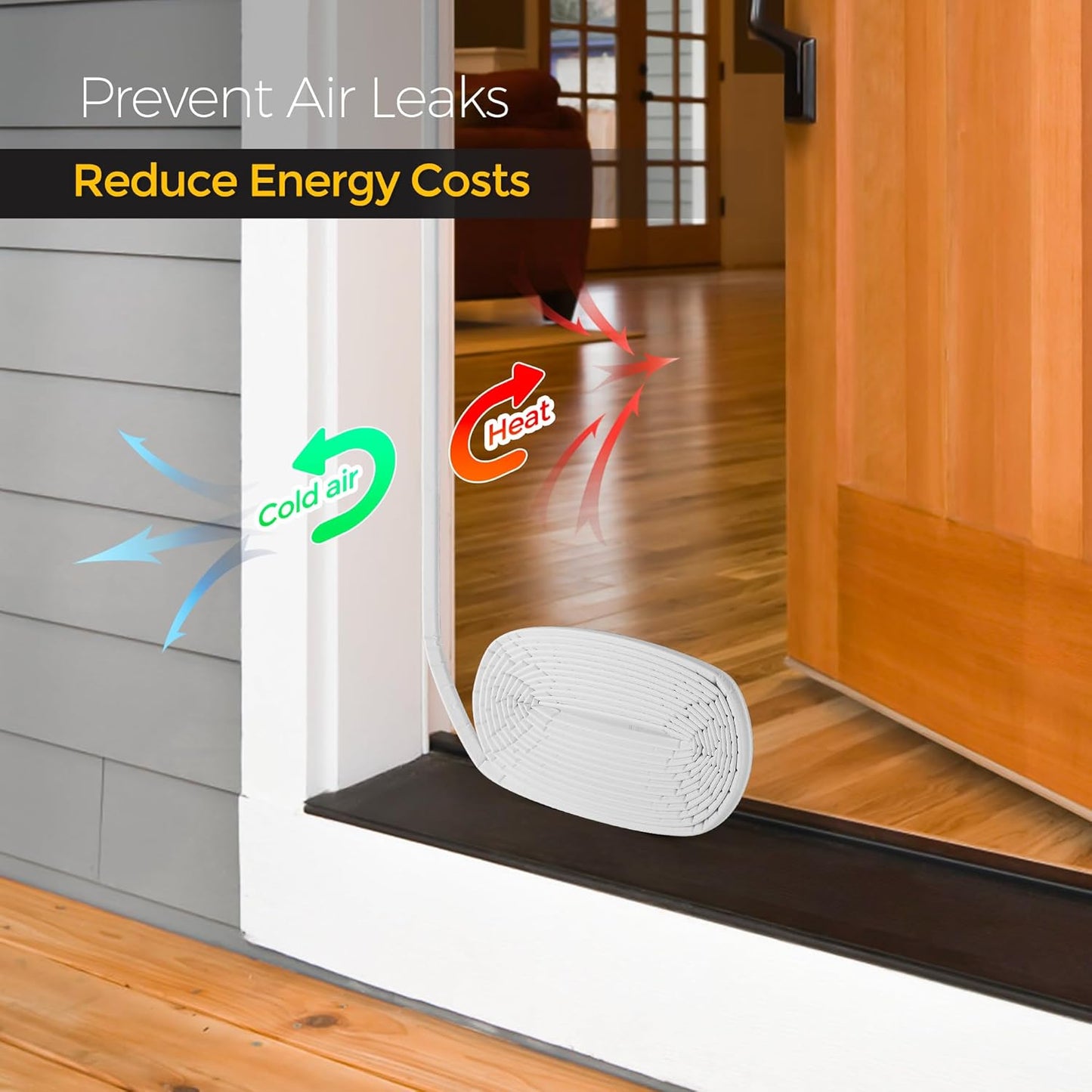 Weather Stripping Door Seal Strip - Soundproof Q-Shaped Foam for Exterior Door Frame, Large Gap Seal, Noise Cancelling, Easy to Install (White, 30FT)