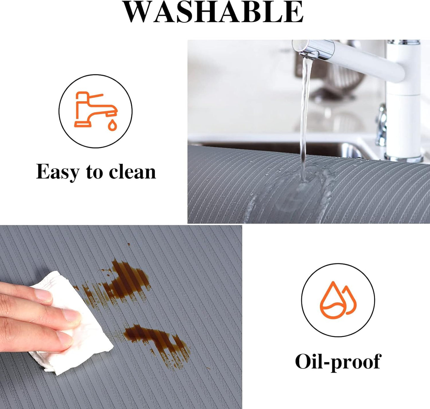 Shelf Liners for Kitchen Cabinets, 12" x 240" x 2Rolls, Non Adhesive Shelf Liner, Non-Slip Kitchen Drawer Liners, Waterproof Durable Cabinet Liners for Shelves, Pantry, Dark Gray