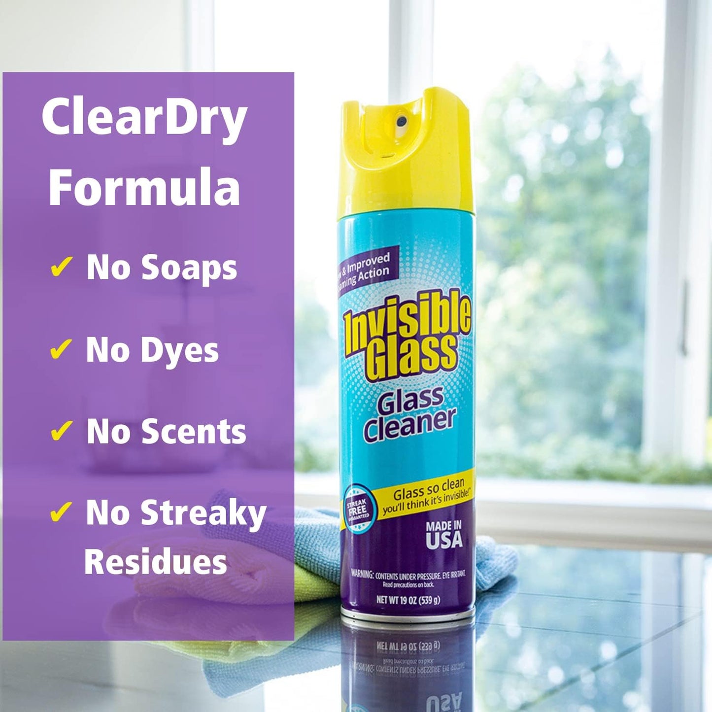 Invisible Glass 91160-6PK Premium Glass And Window Cleaner Aerosol Can Leaves Glass Streak Free And Residue Free With Improved Foaming Action, Pack Of 6