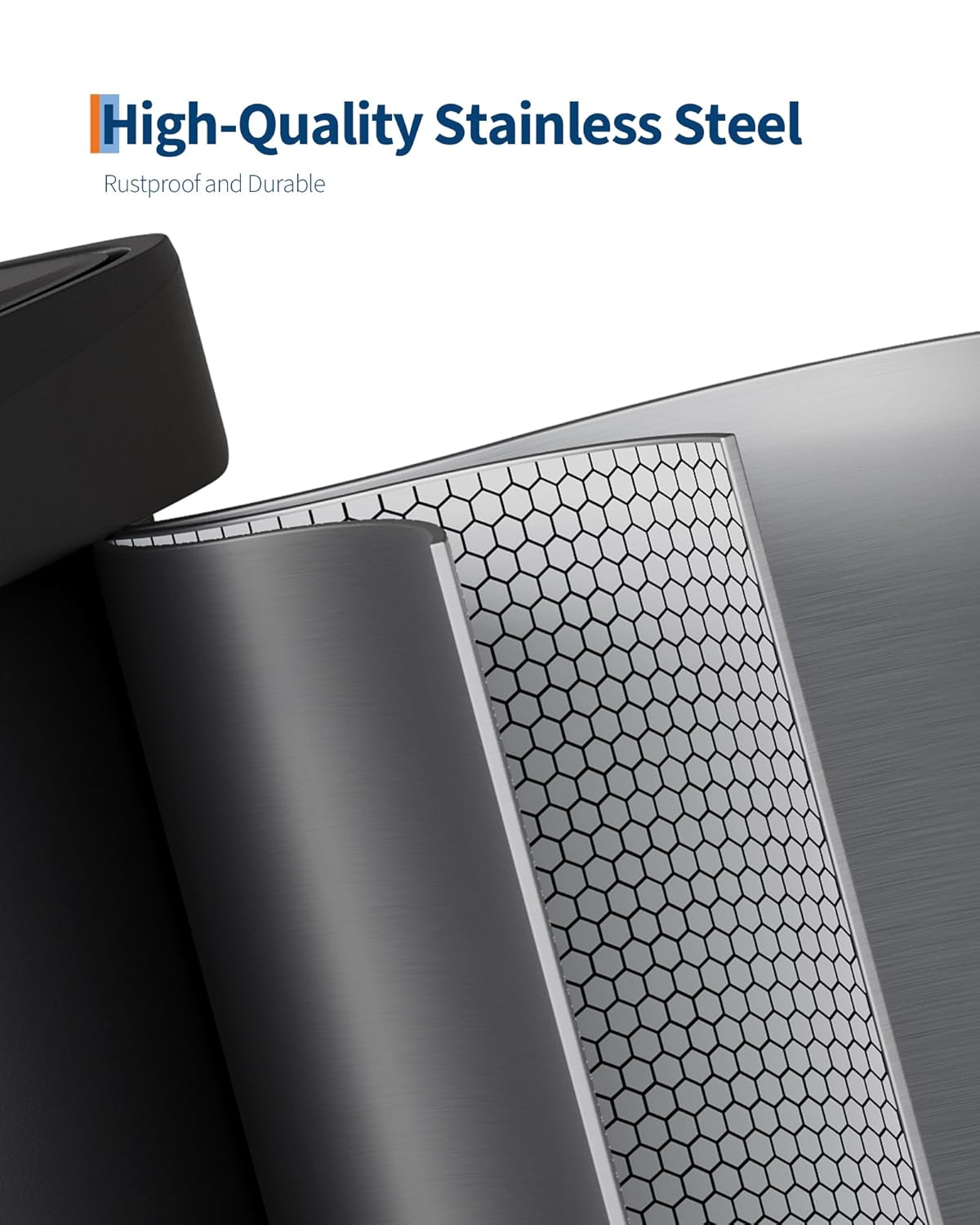 Garvee 13 Gallon / 50 L Stainless Steel Trash Can with Lid, Large Garbage Can for Kitchen, Rustproof Step-on Kitchen Metal Trash Bin with Liner Rim, Rear Handle, Soft Close Plastic Lid, Silver