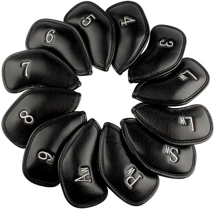 CRAFTSMAN GOLF 12pcs or 1pc Thick Synthetic Leather Golf Iron Head Covers Set Headcover Fit All Brands Callaway Ping Taylormade Cobra Etc. Also Custom Name