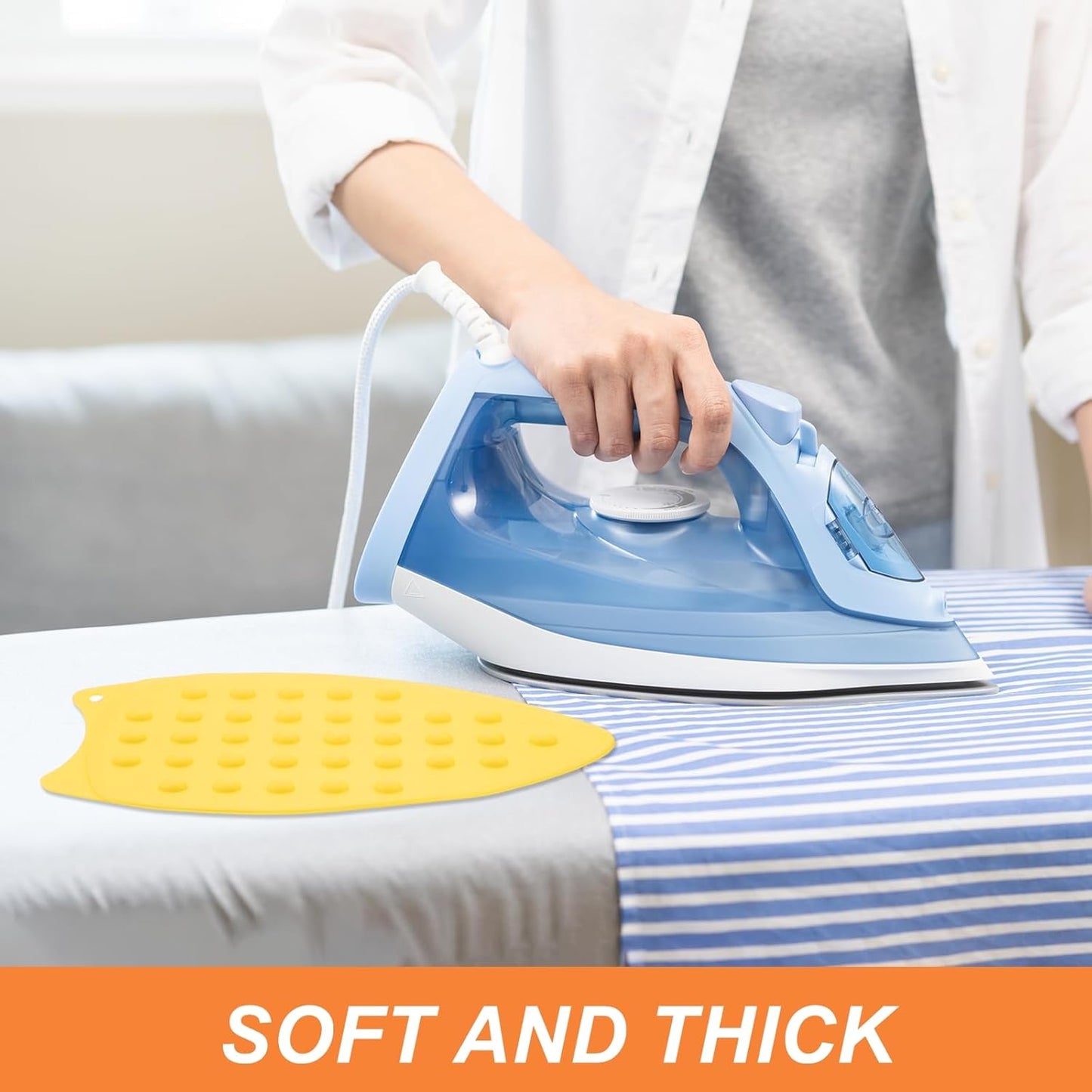 PATIKIL Silicone Iron Rest Pad, Multipurpose Hot Heat Resistant Iron Rest Plate Protective Pad for Ironing Board Hot Resistant Steamer Steam Compact Mat, Yellow