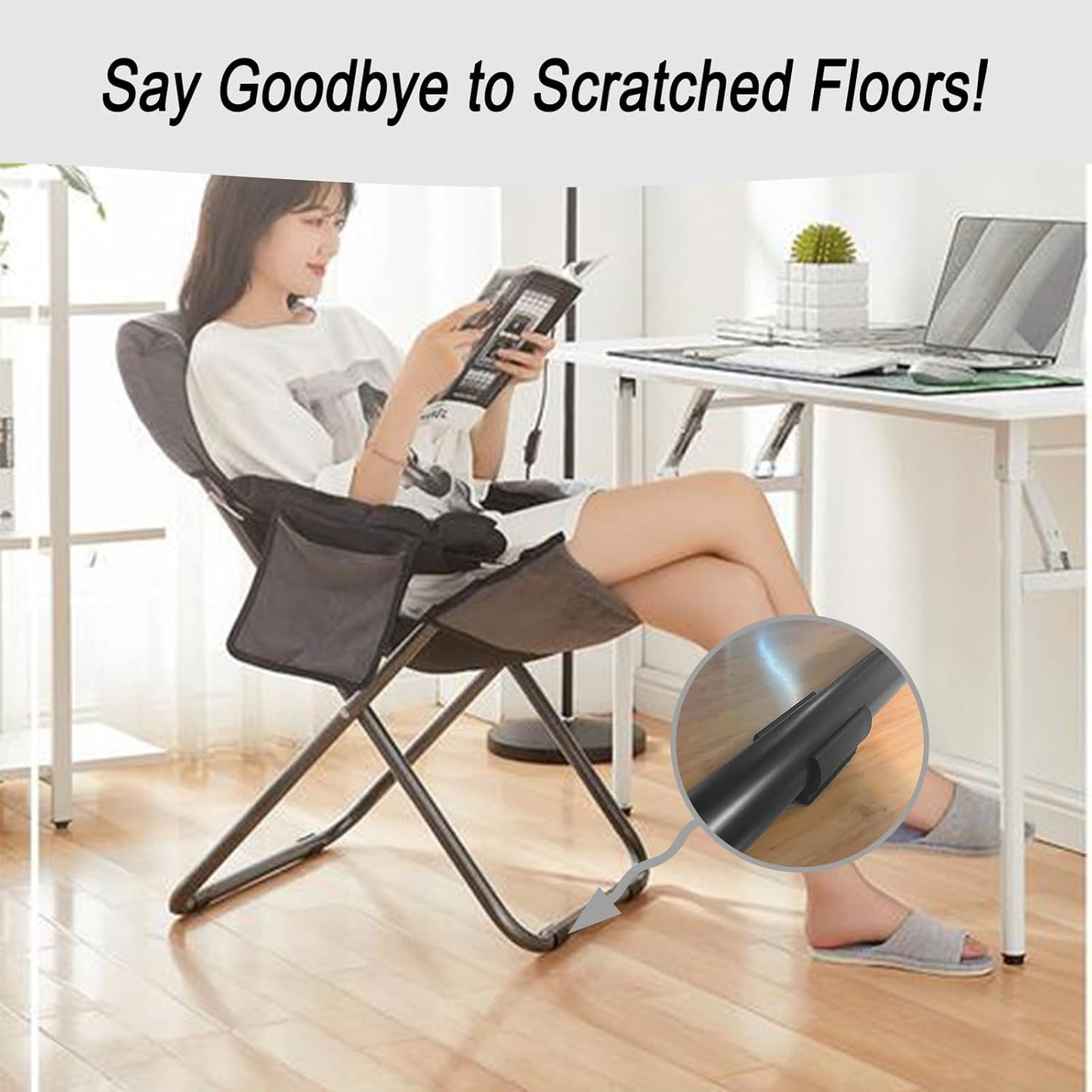 Rectangle U Shaped Chair Leg Tips Caps with Felt Pads,Furniture Feet Protectors Slide Smoothly Glides No Scratches No Noise Protect Hardwood Floors, Fit 19mm(3/4inch) Diameter Tubular Leg (Black 8PCS)