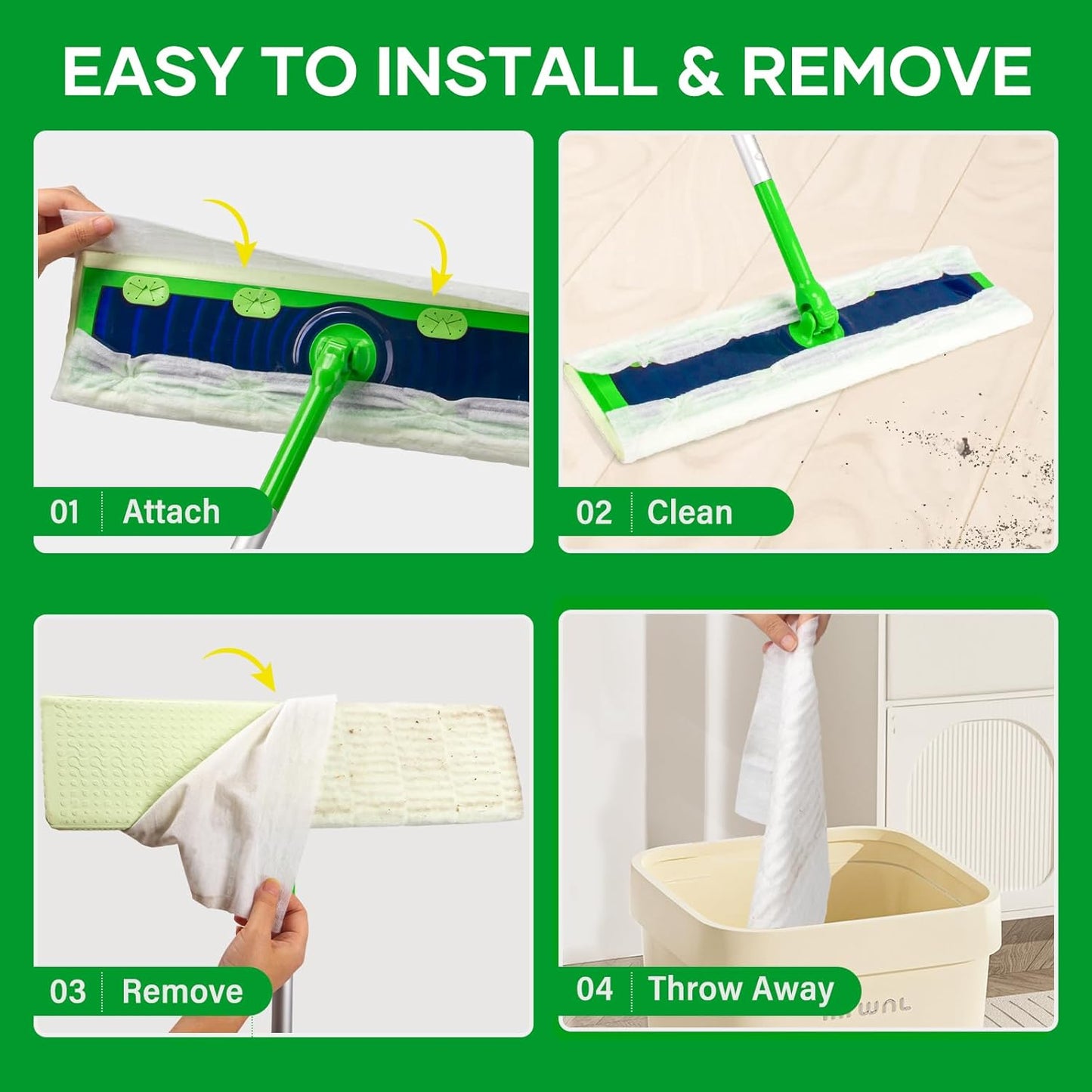 ‌60 Pack Dry Sweeping Cloths for Swiffer Sweeper XL Replacement - Dust-Absorbing Disposable Pads, Non-Washable & Unscented, Compatible with Swiffer XL (Static-Lift, Lint-Free)