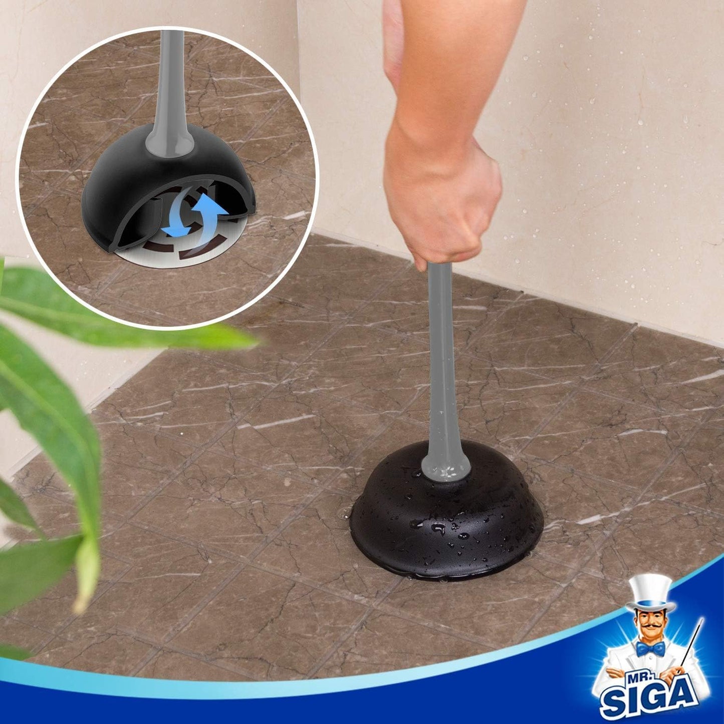 MR.SIGA Toilet Plunger and Bowl Brush Combo for Bathroom Cleaning, Gray, 2 Sets