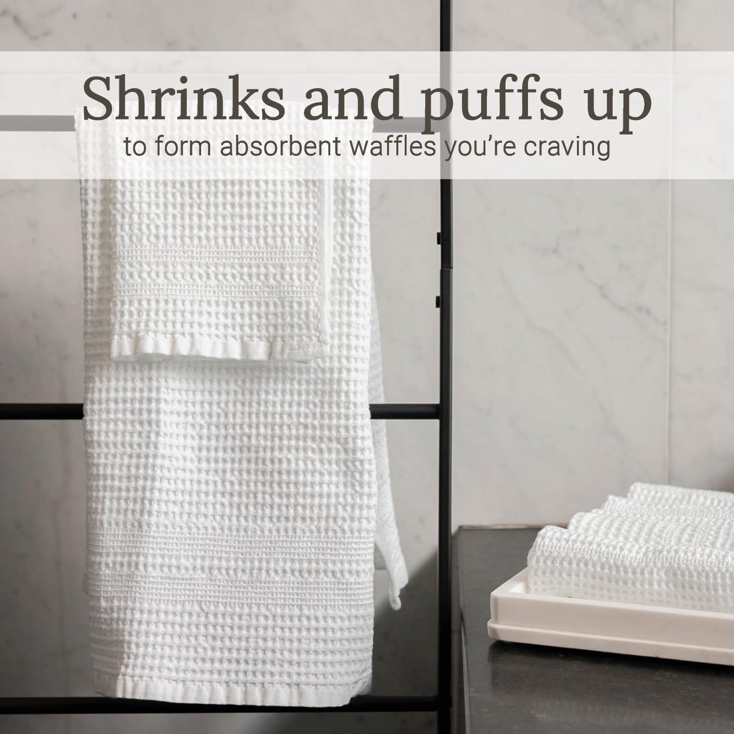 GILDEN TREE Waffle Bath Sheet Large Bath Towels Quick Dry Thin Body Towels, 40x80 Oversized Bath Towels for Adults, 2 Pack Bath Sheet Set, Classic Style (White)