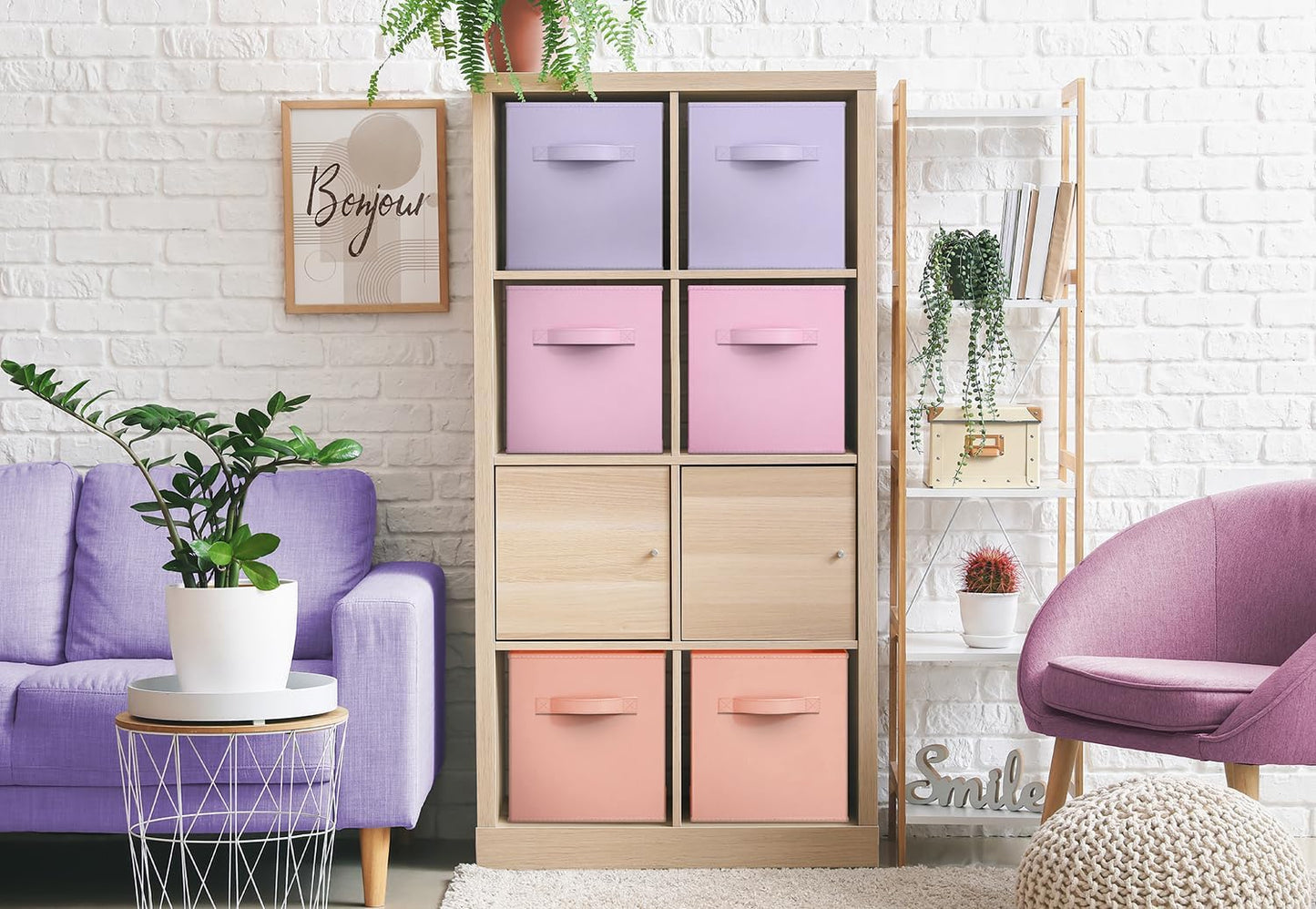 Sorbus Fabric Storage Cubes - 6 Foldable Storage Bins for Organizing Pantry, Cubbies, Toy Box - Clothes Storage & Closet Organizer - 13 Inch Collapsible Cube Baskets for Shelves with Handle
