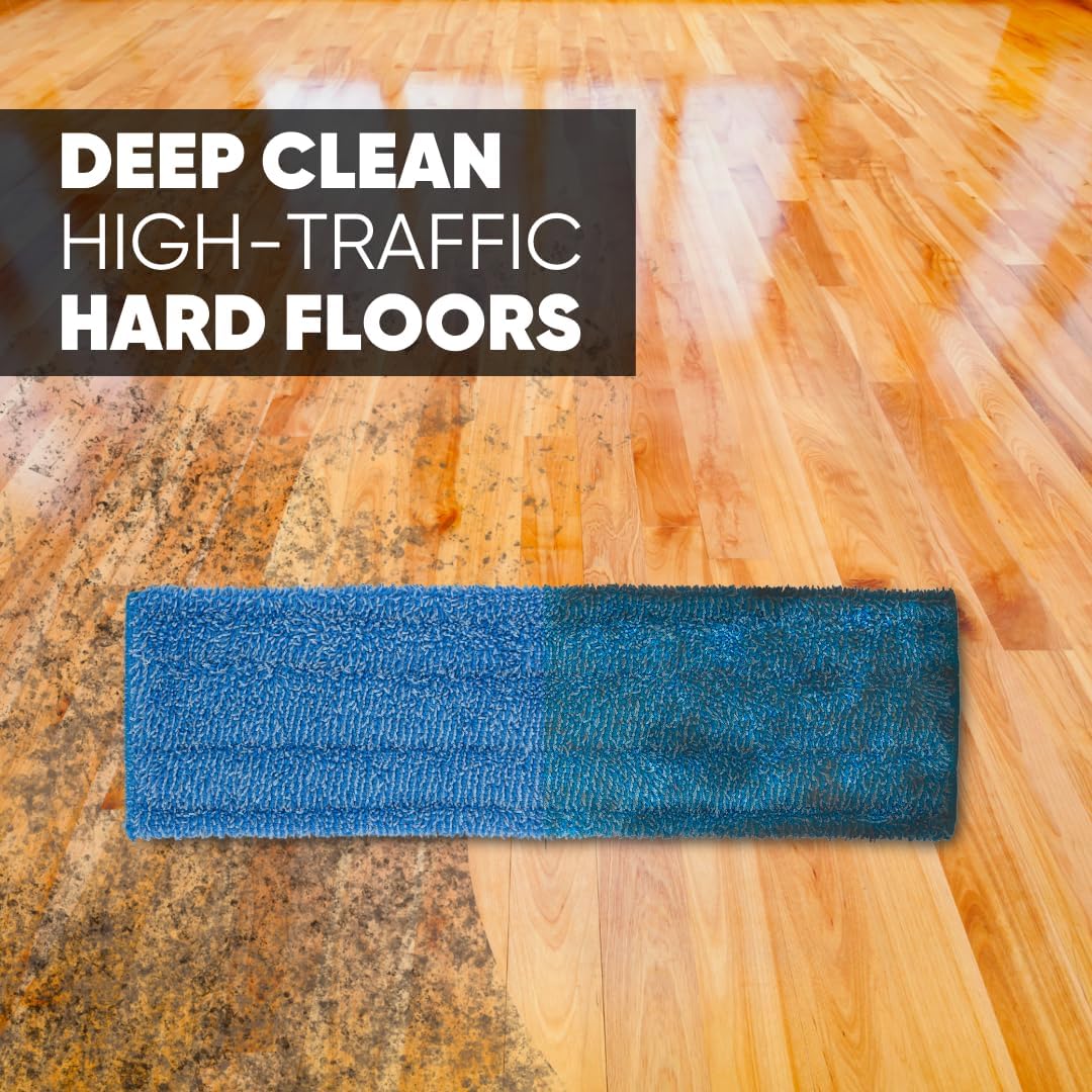 Microfiber Wholesale 18" Absorbent Microfiber Wet Mop Pad - Reusable, Machine Washable, Refills (2 Pack)
