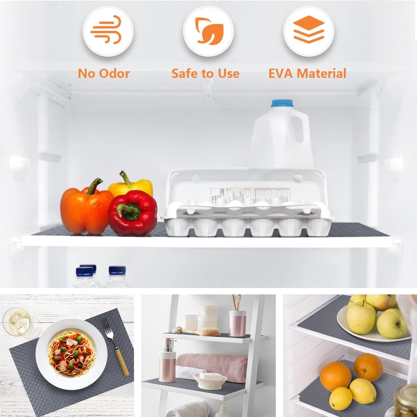 Shelf Liners for Kitchen Cabinets Refrigerator Liners Waterproof & Oil-Proof Kitchen Cupboard Liner Durable Plastic Drawer Mats EVA Material Non Adhesive Fridge Liner for Shelves