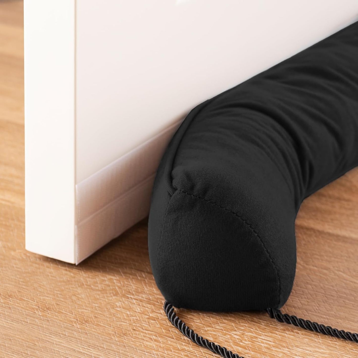 Sunolga 28" Door Draft Stopper Blocks Hot and Cold Air with Removable Washable Cover for Gaps Up to 3", All-Season Seal for Noise, Door Sweep for Bottom of Door and Window, Home Essentials, Black