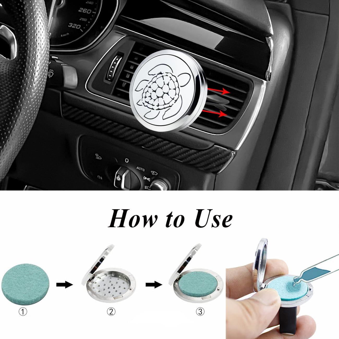 30mm Car Essential Oil Diffuser Vent Clips Car Automotive Air Fresheners Christmas Car Accessories for Women(Sea Turtle)