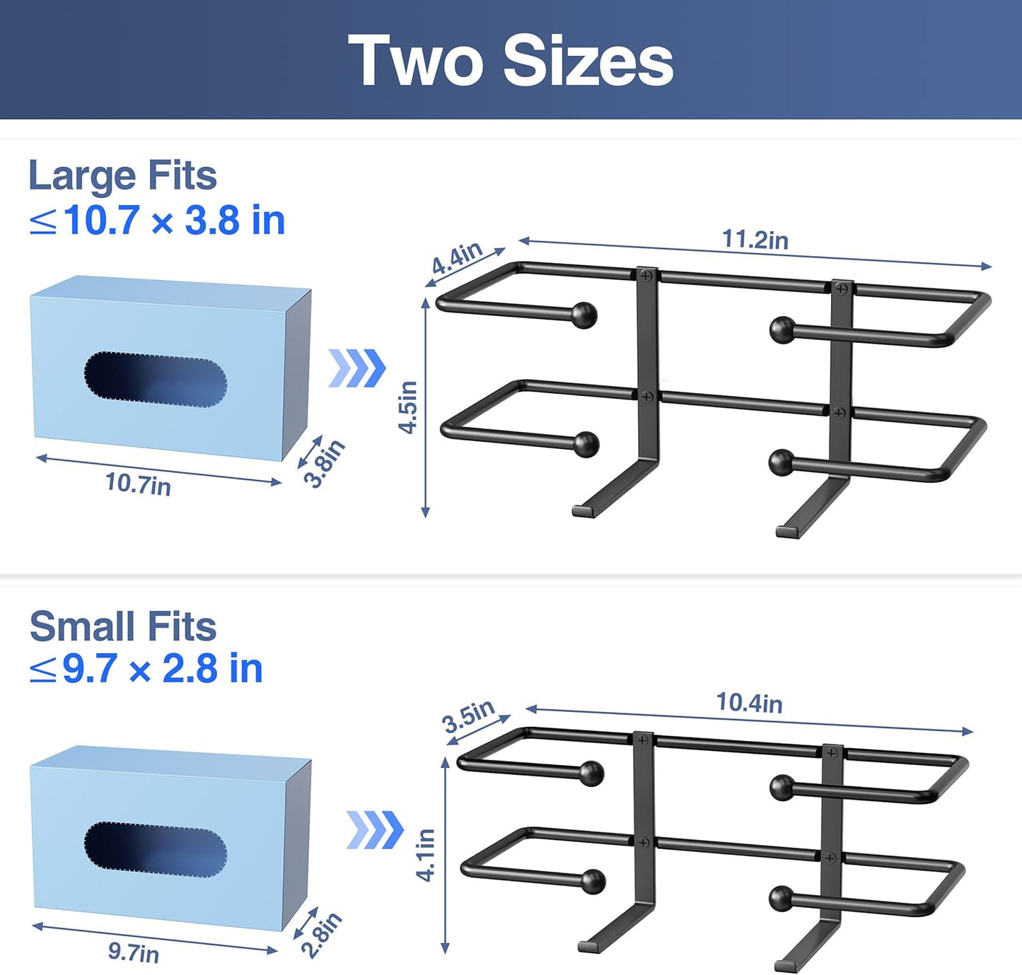 Glove Box Dispenser Wall Mount: Black Holder Organizer for Disposable Glove & Tissue Box - Organizer on Wall in Lab, Kitchen, Bathroom, Garage