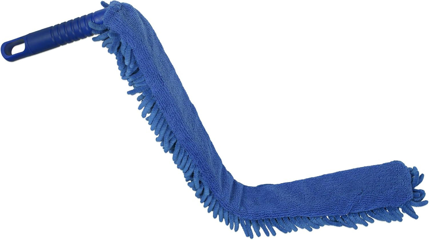CleanAide Handheld Reusable Microfiber Flex Duster – Bendable, Lightweight, Dust Cleaner for Blinds, Shutters, Radiators, Electronics, Glass, Hard-to-Reach Areas – Machine Washable, 20”, Blue