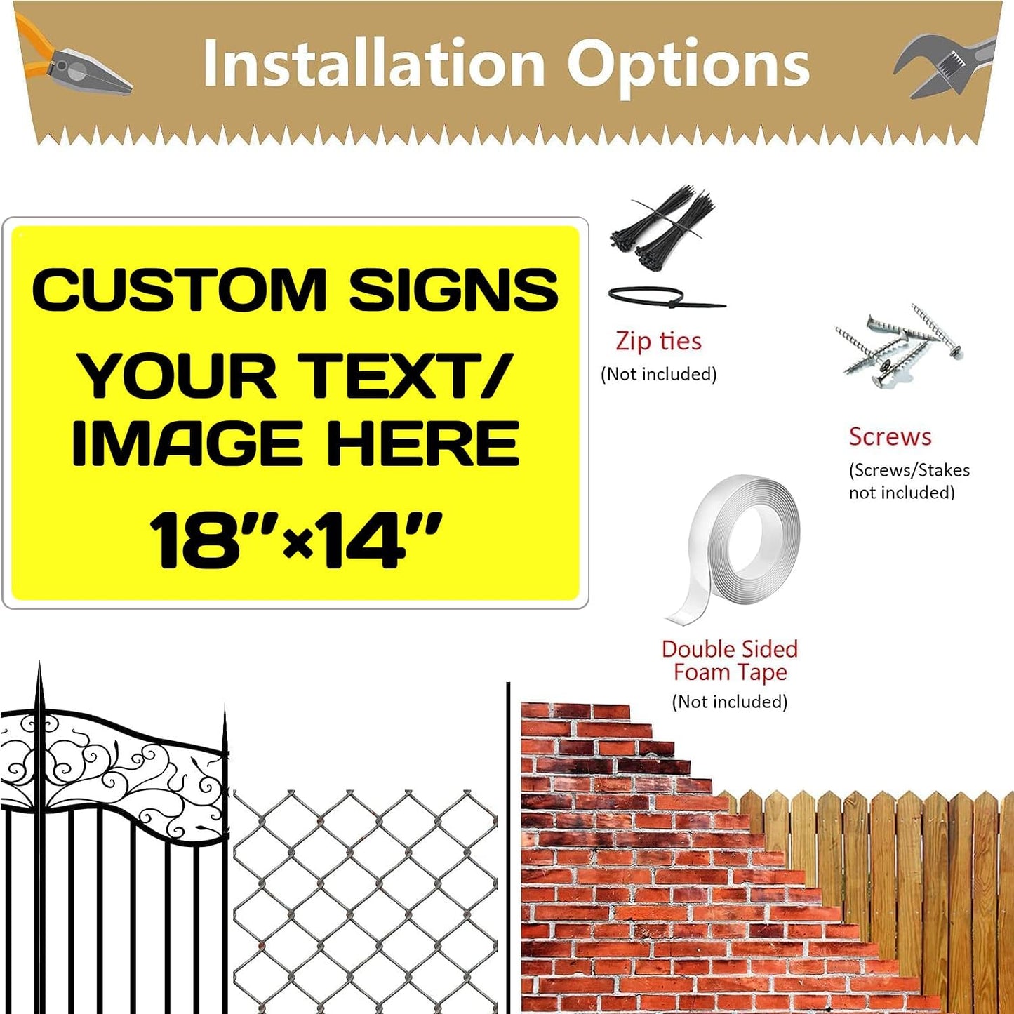 Repaly Personalized signs,Aluminum Weatherproof Metal Sign Multiple Sizes Custom Personalized Text And picture Here,hazard sign,garden sign,custom door sign,Customised business signs Yellow 18×14