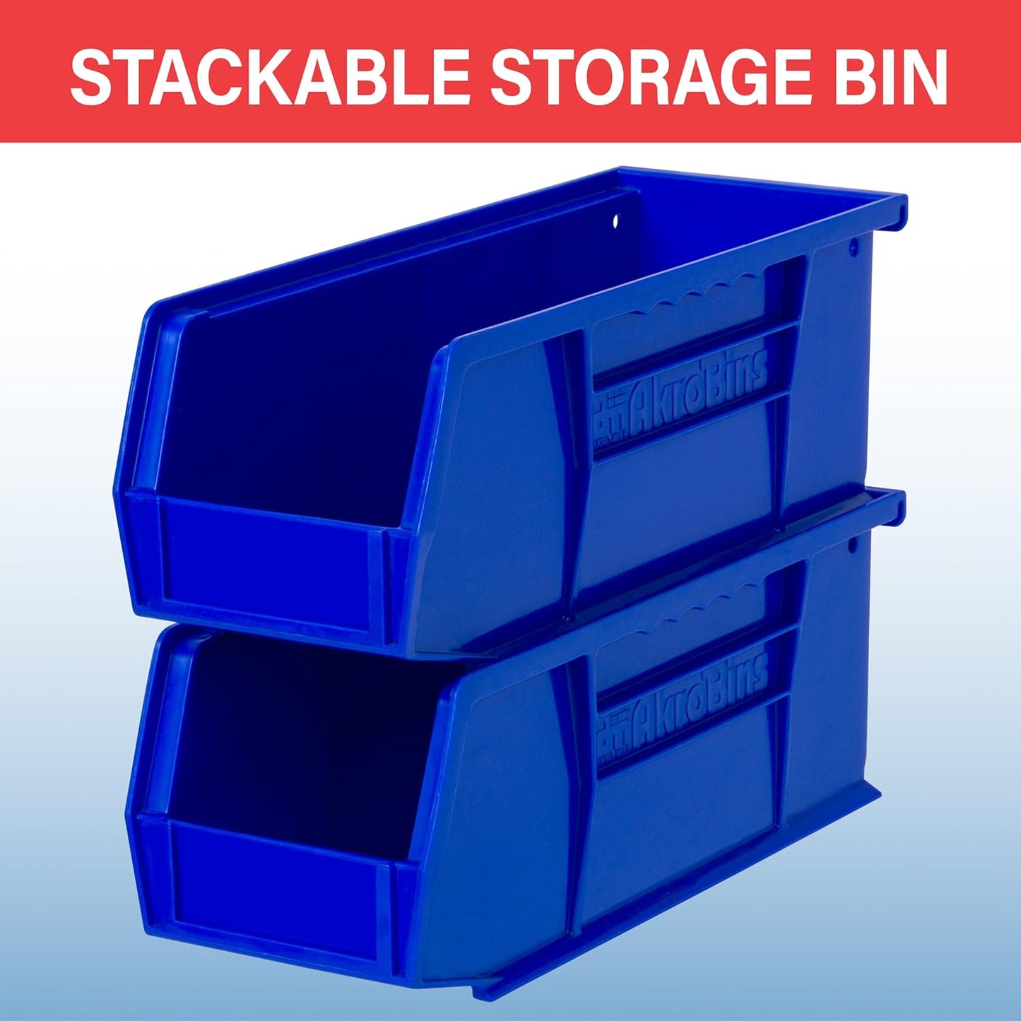 Akro-Mils 30224 AkroBins Plastic Storage Bins, Space-Saving Stackable Bins for Garage, Pantry, Craft Organization, 11" L x 4" W x 4" H, Red, 12-Pack