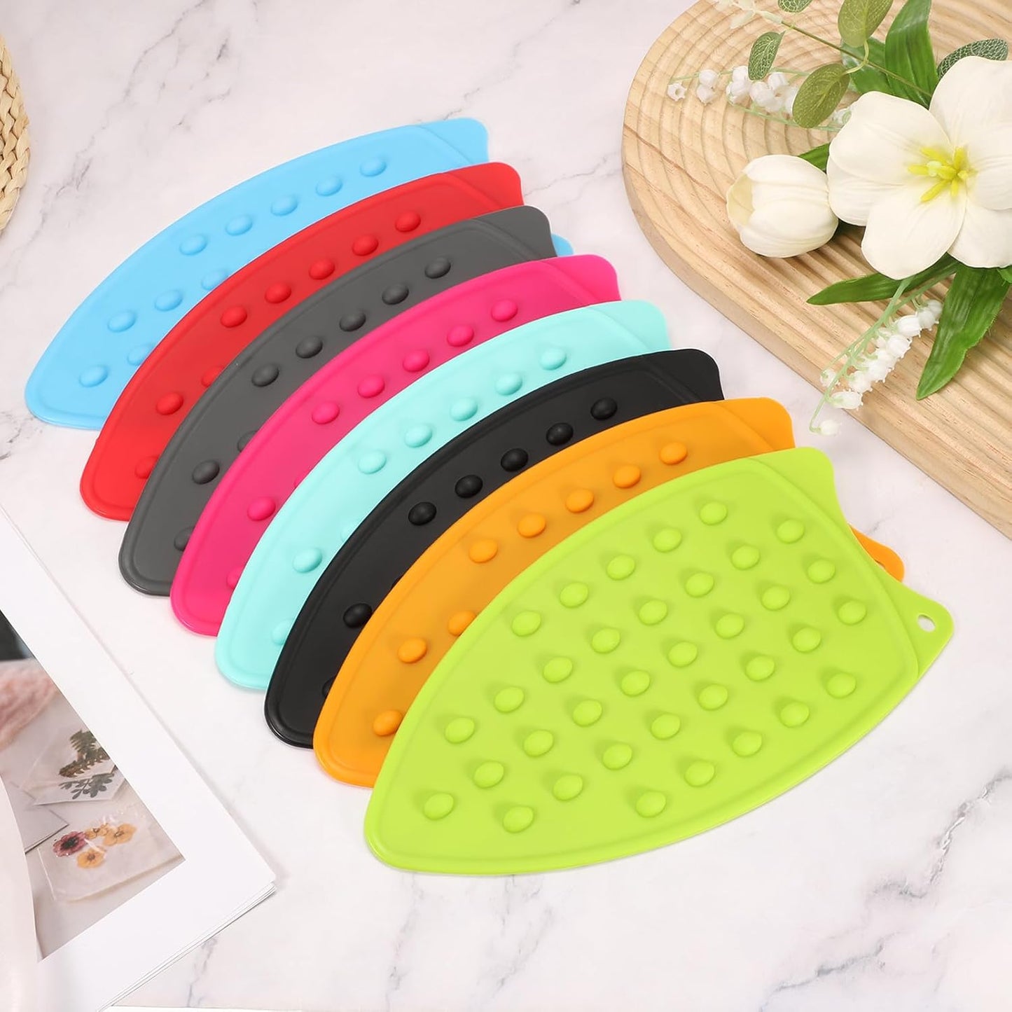 PATIKIL Silicone Iron Rest Pad, 2 Pcs Multipurpose Hot Heat Resistant Iron Rest Plate Protective Pad for Ironing Board Hot Resistant Steamer Steam Compact Mat, Red