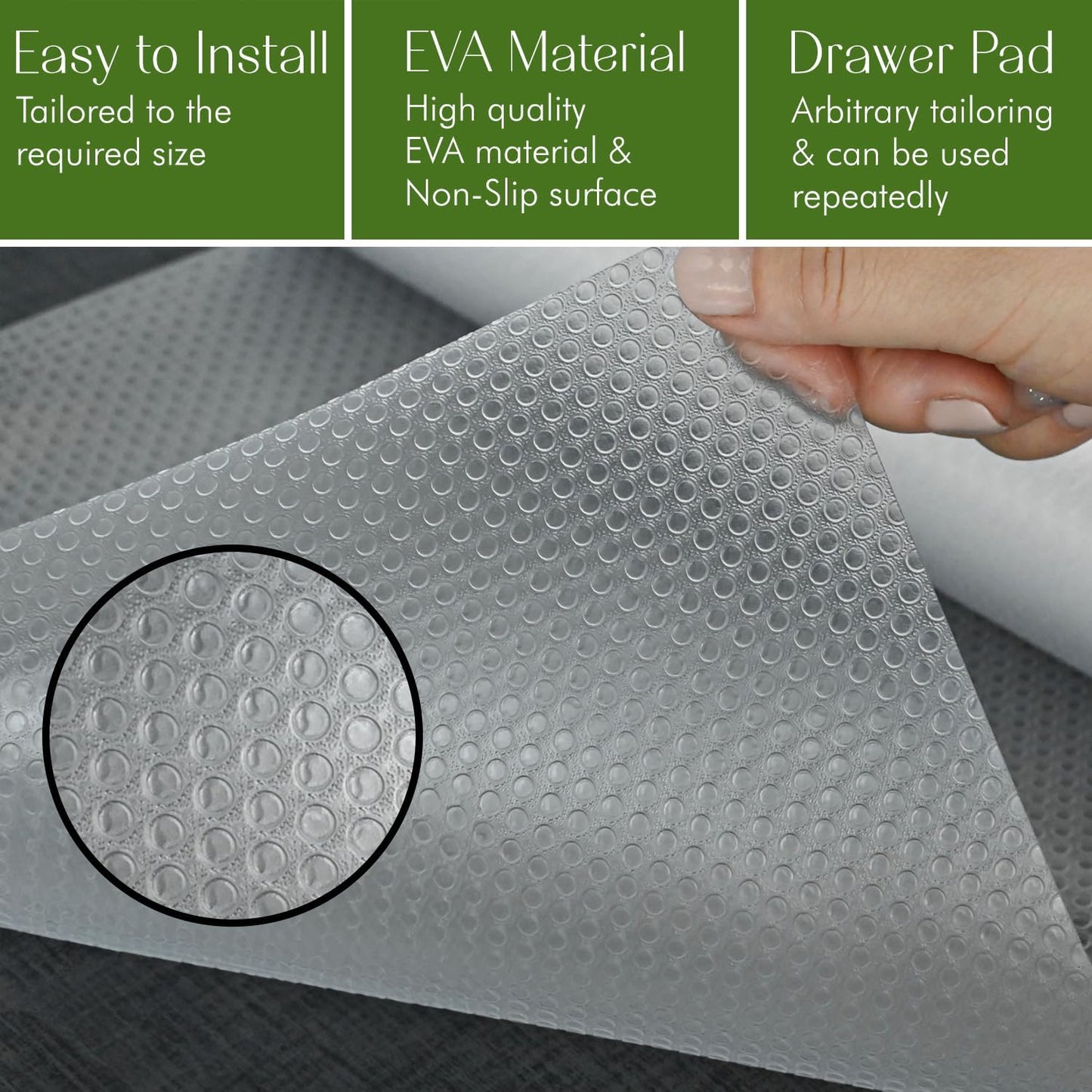 EVALAND 23.6" x 20 FT Non-Slip Shelf Liner, Non-Adhesive, BPA-Free, Waterproof Pantry Liner for Shelves, Easy to Cut, Oil-Proof Shelf Liners for Kitchen, Cabinets, Drawers, Refrigerator, Clear