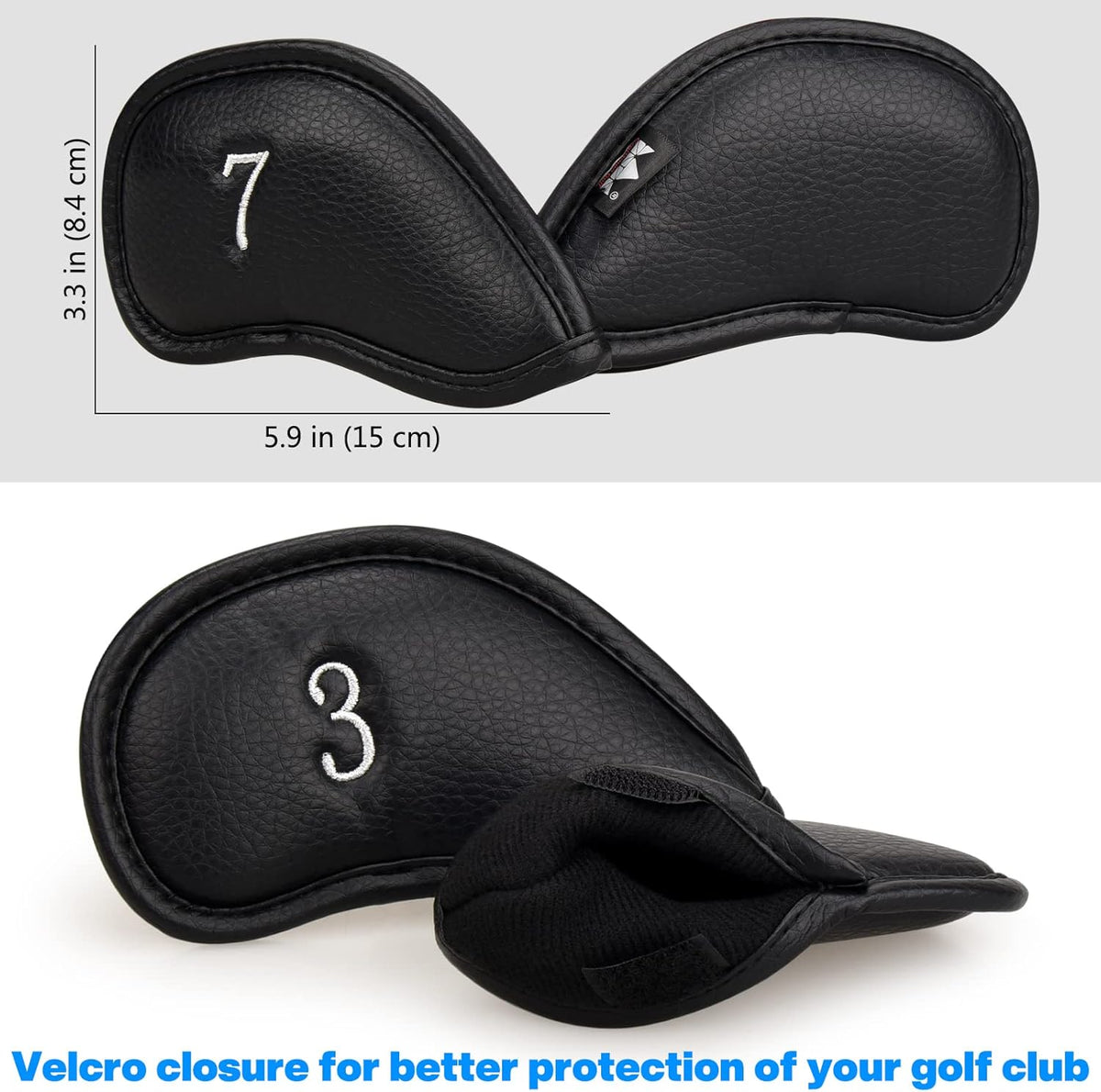 CRAFTSMAN GOLF 12pcs or 1pc Thick Synthetic Leather Golf Iron Head Covers Set Headcover Fit All Brands Callaway Ping Taylormade Cobra Etc. Also Custom Name