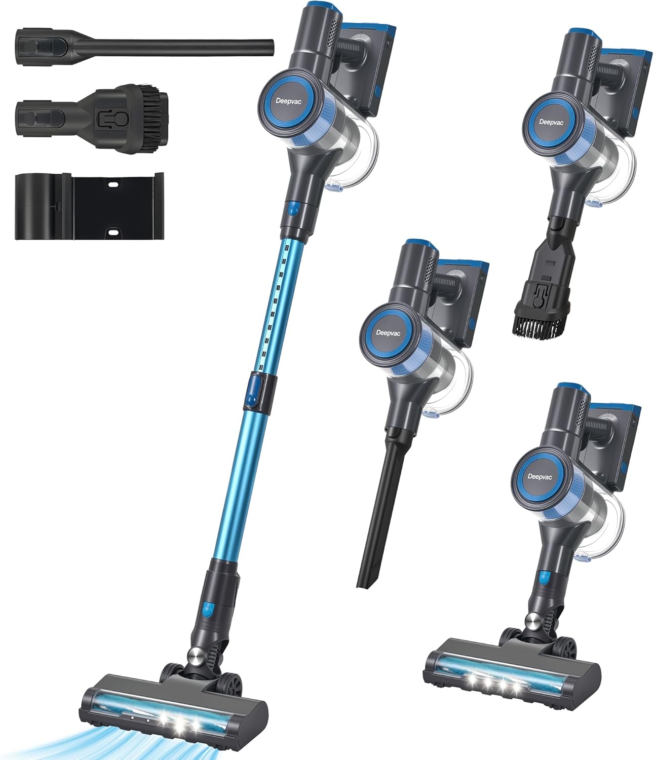 250W 25KPa Suction Cordless Vacuum Cleaner, 6-in-1 Lightweight Stick Vacuum with LED Display & Detachable Battery, 45 Mins Runtime for Hard Floor, Carpet, Pet Hair, Car Cleaning