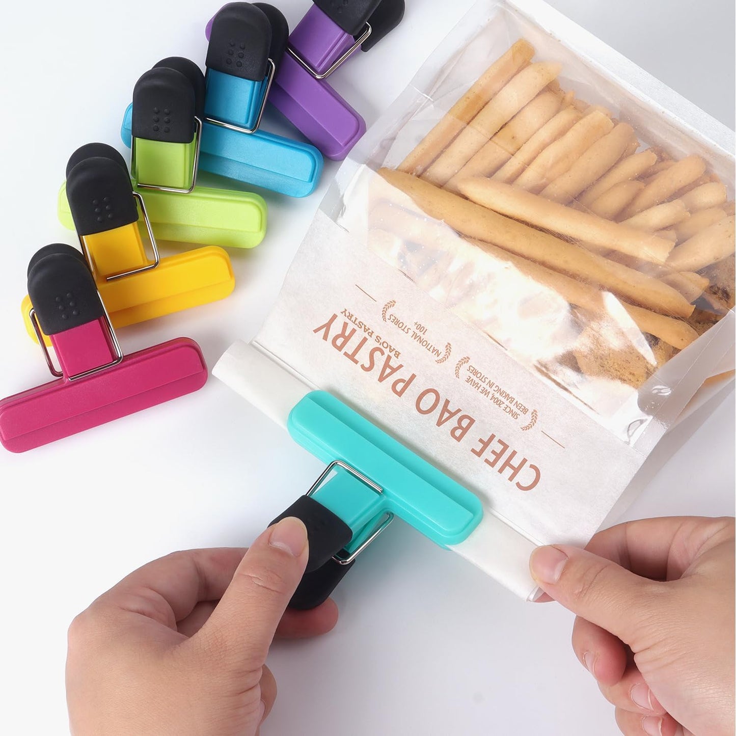 Tamaki 6 Pack Bag Clips, Food Clips, Chip Bag Clip Plastic Heavy Duty Seal Grip, 3 x 2.5 Inch, Assorted Color