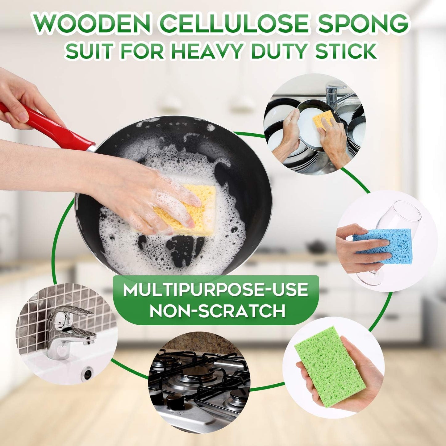 Compressed Cellulose Kitchen Sponges 24Pack,Non-Scratch Biodegradable Natural Sponge Scrub for Dishes Cleaning,Funny Colorful DIY Sponge for Kids
