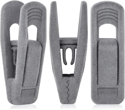 Grey Hanger Clips for Velvet Hangers - 40 PCS Gray Nonslip Velvet Hanger Clips, Skirt Hanger Flocking Clips Fit for Slim Velvet Hangers