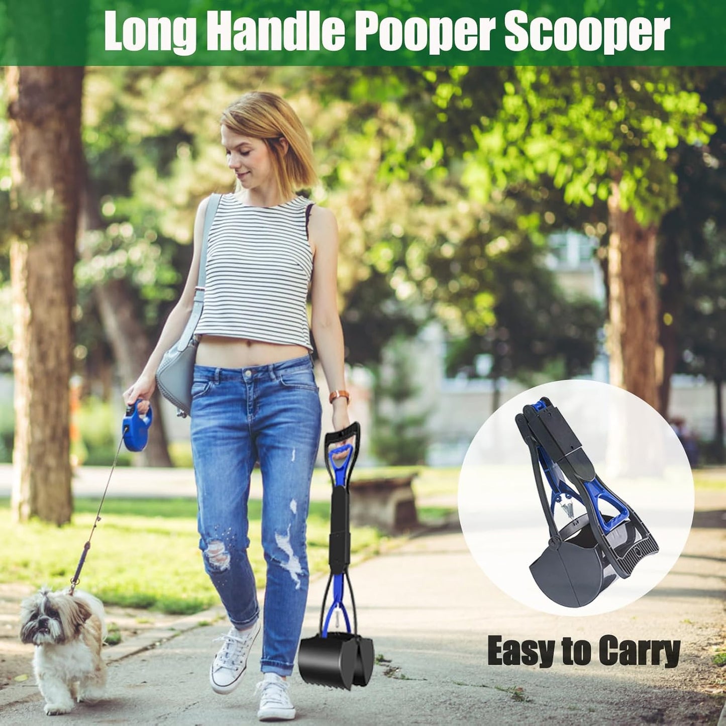 Outdoor Dog Poop Trash Can, Dog Waste Trash Can Pooper Scooper for Yard Garden Kitchen with Lid, Pedal, Removable Inner Bin, Large Waste Bag, Green (Fully Assembled)