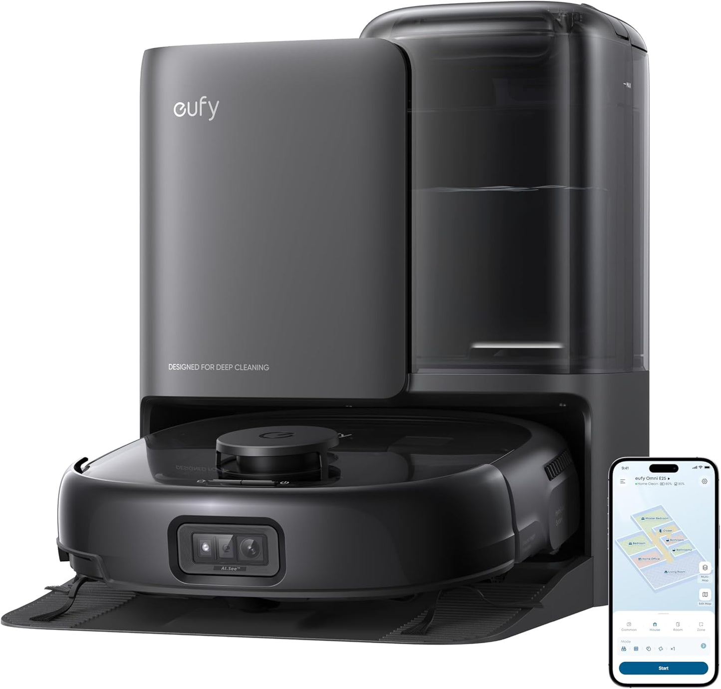 eufy Robot Vacuum E25, HydroJet System with Roller Mop, 20,000 Pa Turbo Suction, All-in-One Robot Vacuum and Mop Combo, Edge-to-Corner Cleaning, Zero-Tangle Design, AI Obstacle Avoidance (Upgraded)