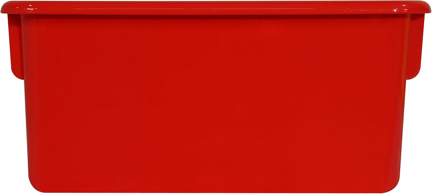 Wood Designs Cubby Storage Bin, Heavy Duty Plastic Containers for Kids Red Cubby Tray Set of 12