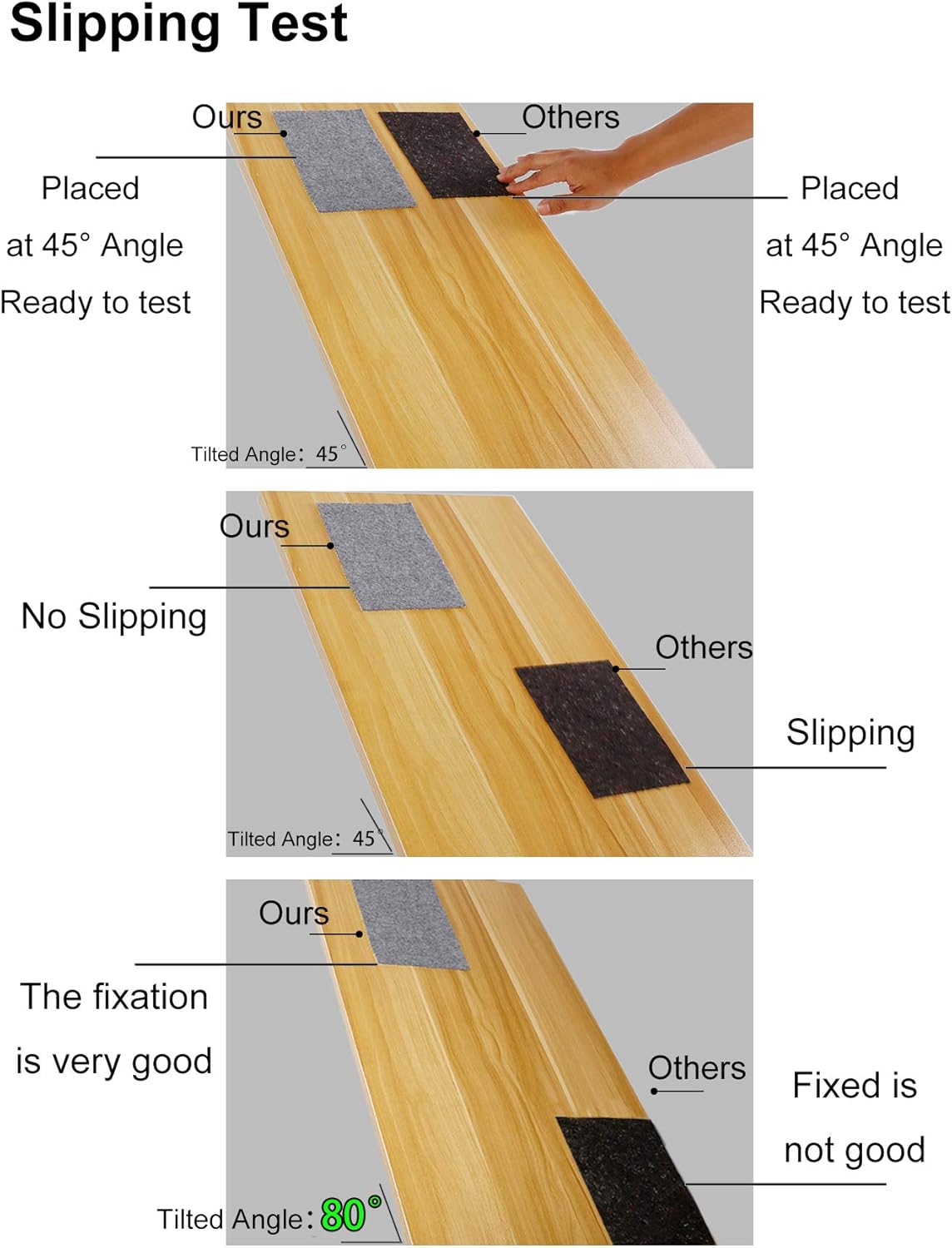 Non Slip Rug Pad Grippers - 2.5x9, 1/8" Thick, (Felt + Rubber) Double Layers Area Carpet Mat Tap, Provides Protection and Cushioning for Hardwood or Tile Floors