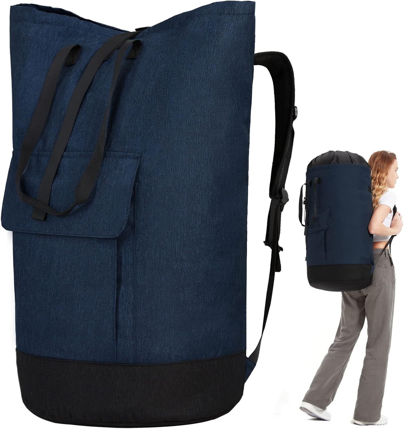 Laundry Bag Backpack Extra Large, Heavy Duty Laundry Bag With Straps, College Dorm Room Essentials, Dirty Clothes Bag for Travel, Beach, Camping, Apartment and Laundromat