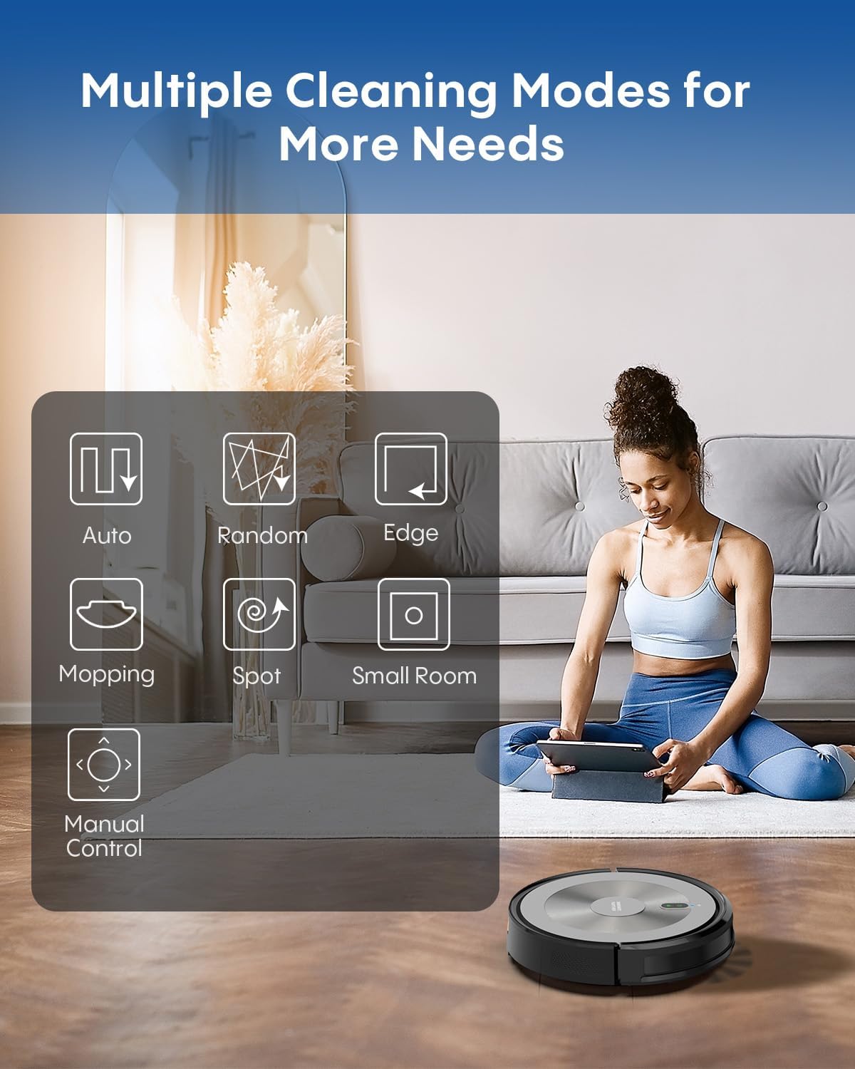 Robot Vacuum and Mop: 3000Pa Robotic Vacuum Cleaner for Under Furniture Bed, 3-in-1 Robot Vacuum and Mop Combo, Gyro Navigation, 0.59" Obstacle Climb, App Alexa Control for Hard Floors Low-Pile Rugs