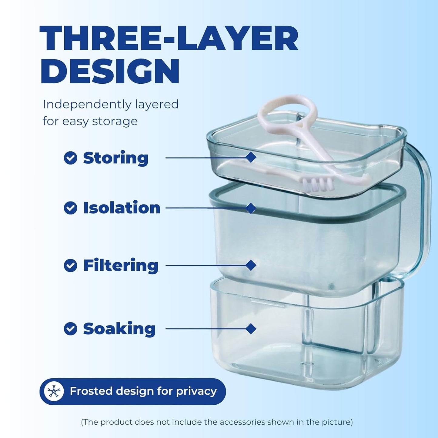 Retainer Case Denture Bath Case,Retainer Cleaner Case with Lid,Denture Cup for Partial Dentures,Mouth Guard&Braces,Denture Soaking Container Case for Travel (Black)