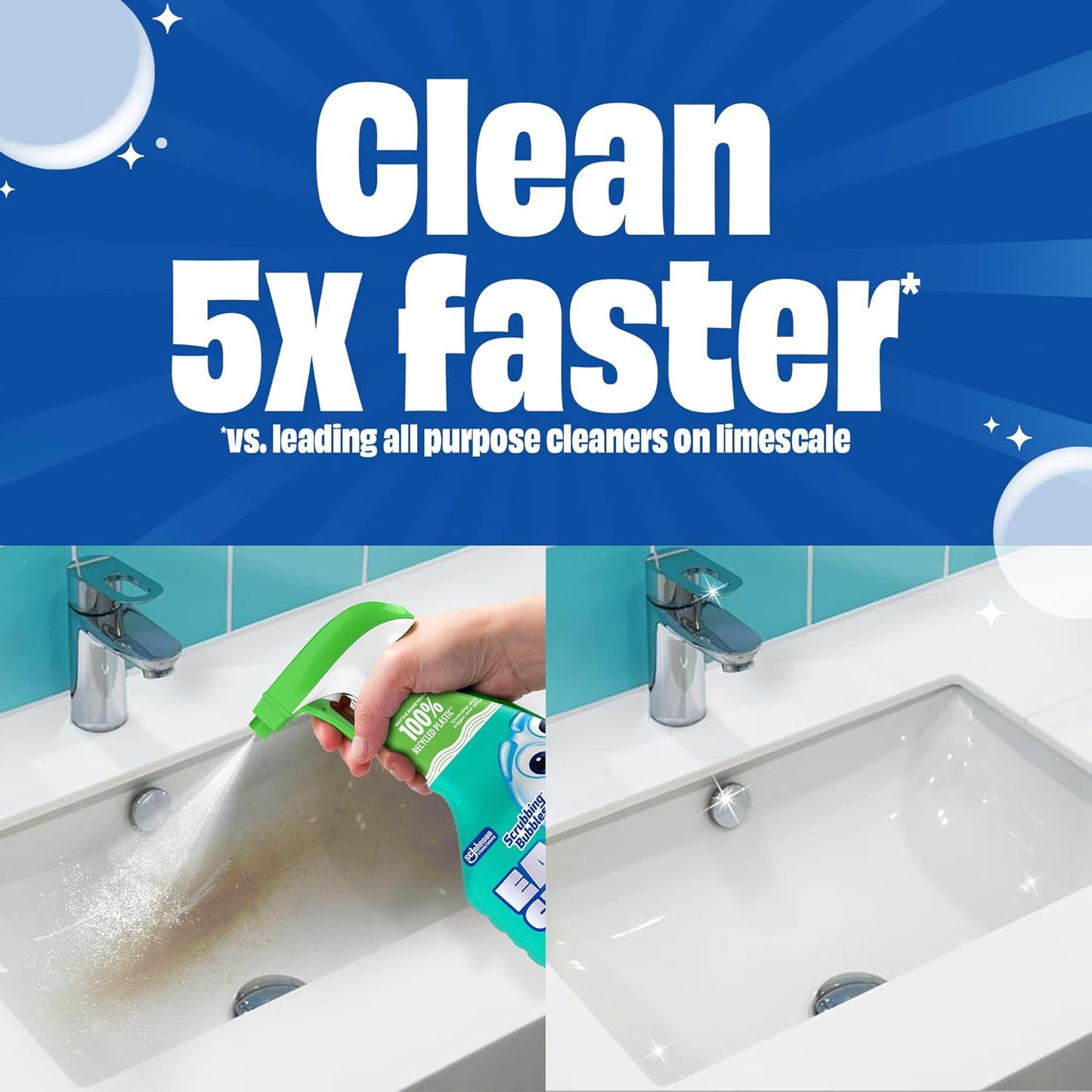 Scrubbing Bubbles Easy Clean Foaming Multipurpose Bathroom Cleaner Spray, Bottle Made from 100% Recycled Plastic, 32 Ounce Spray