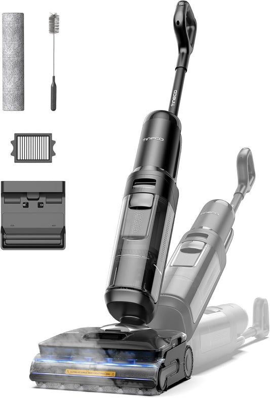 Tineco Floor One S7 Stretch Steam Cordless Wet Dry Vacuum Steam Mop All-in-One, 320℉ HyperSteam, 180° Lay-Flat, Anti-Tangle Design, FlashDry Self-Cleaning, Up to 80 Min Runtime